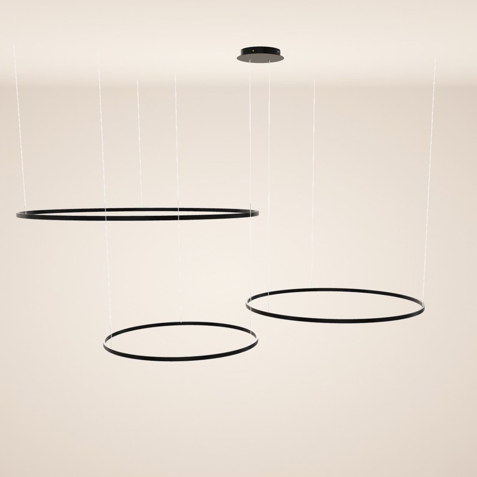 s.luce Pendelleuchte LED 3er-Ring Pendelleuchten Kombination Exzentrisch Schwarz, Warmweiß