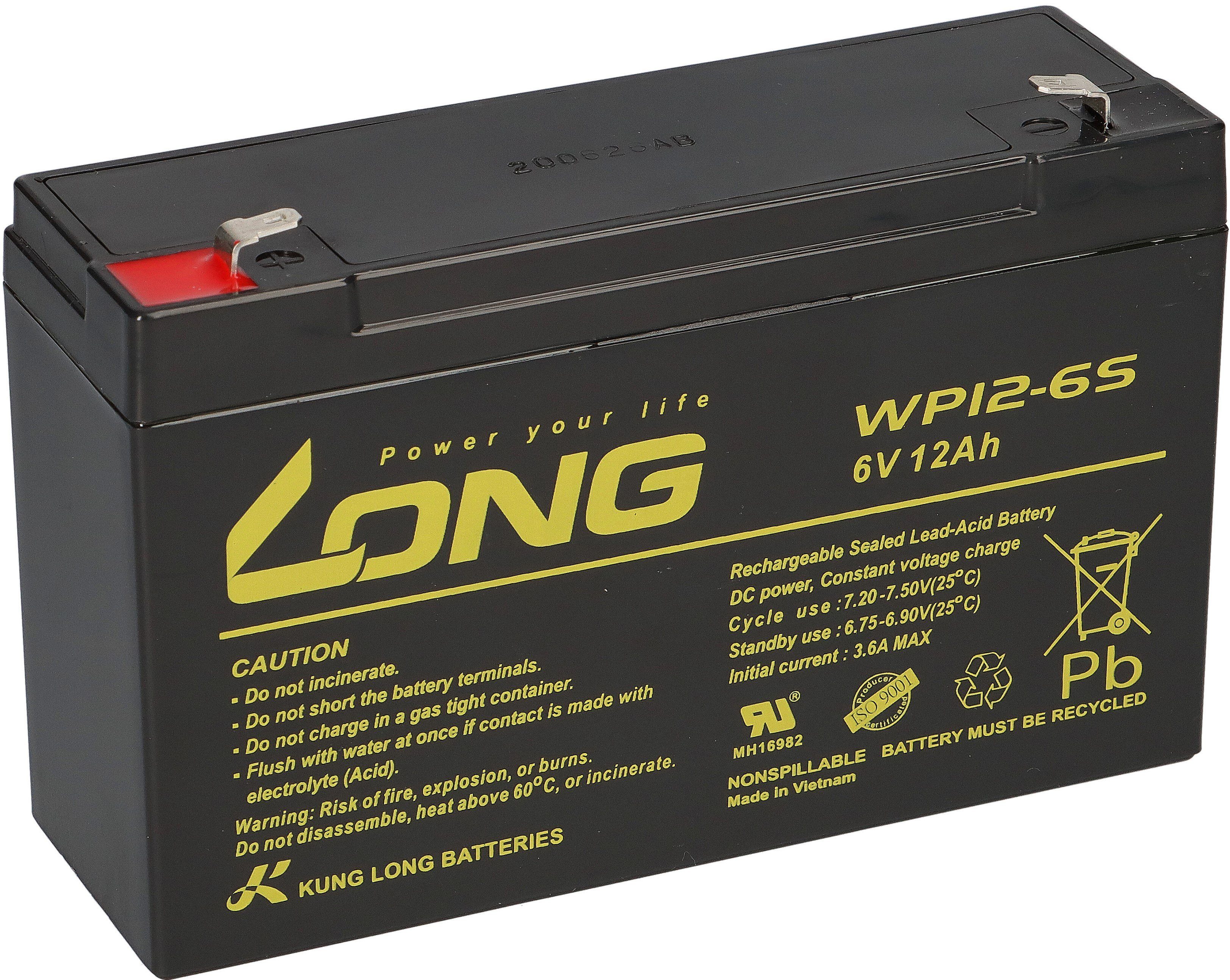 Bleiakku Long Kung 8340 6V Defibrillator (6,0V kompatibel 12Ah V) Bleiakkus