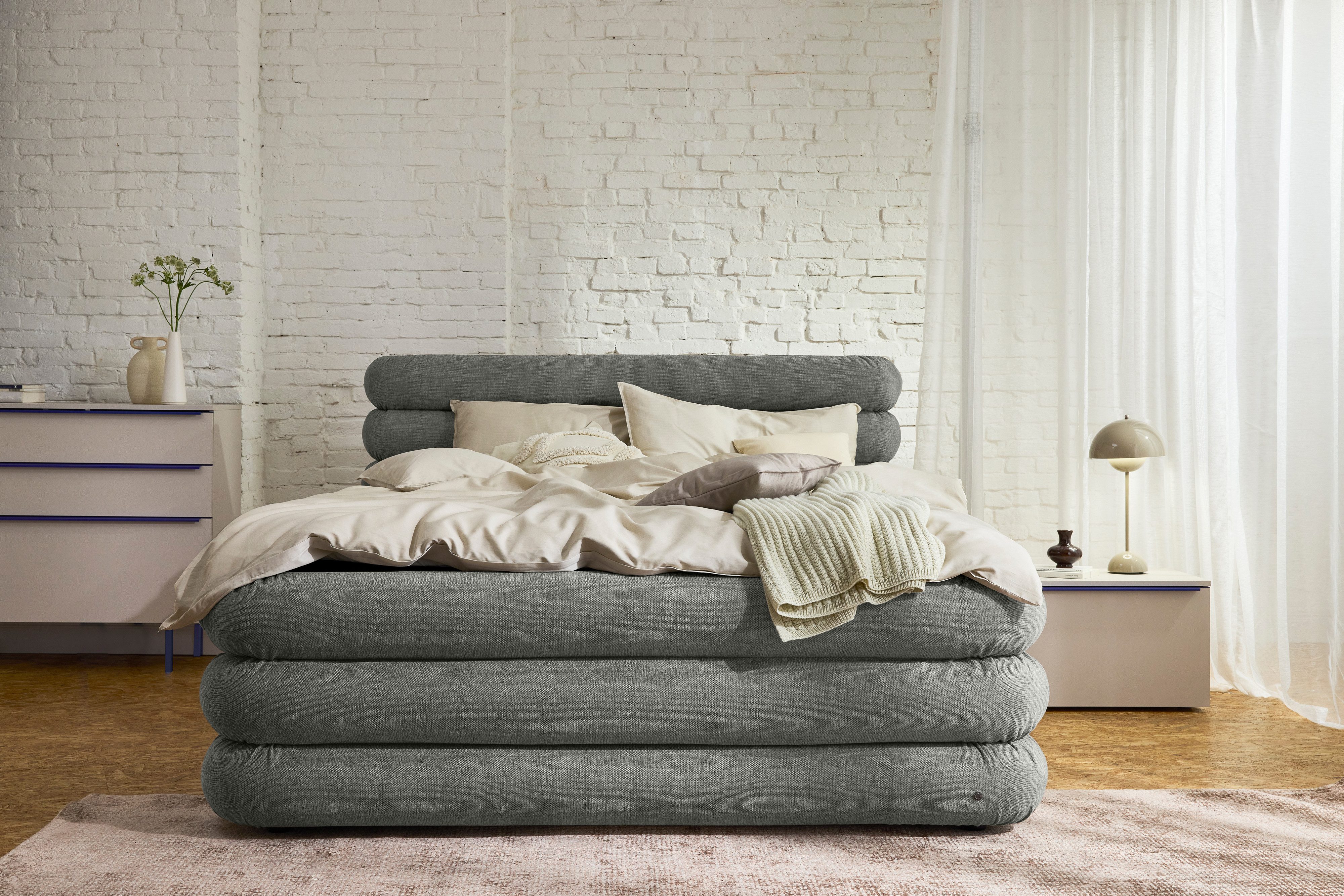 TOM TAILOR HOME Boxspringbett TUBE BOX BED – besonderes Boxspringbett mit umlaufender Röhrenoptik, optional mit seitlich zu öffnendem Stauraum