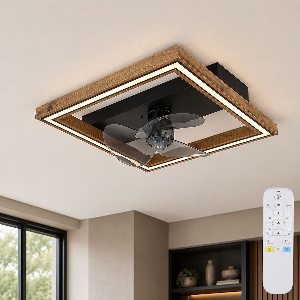 GLOBO LIGHTING Deckenventilator, Deckenventilator Lüfter Deckenlampe LED Holz Fernbedienung dimmbar