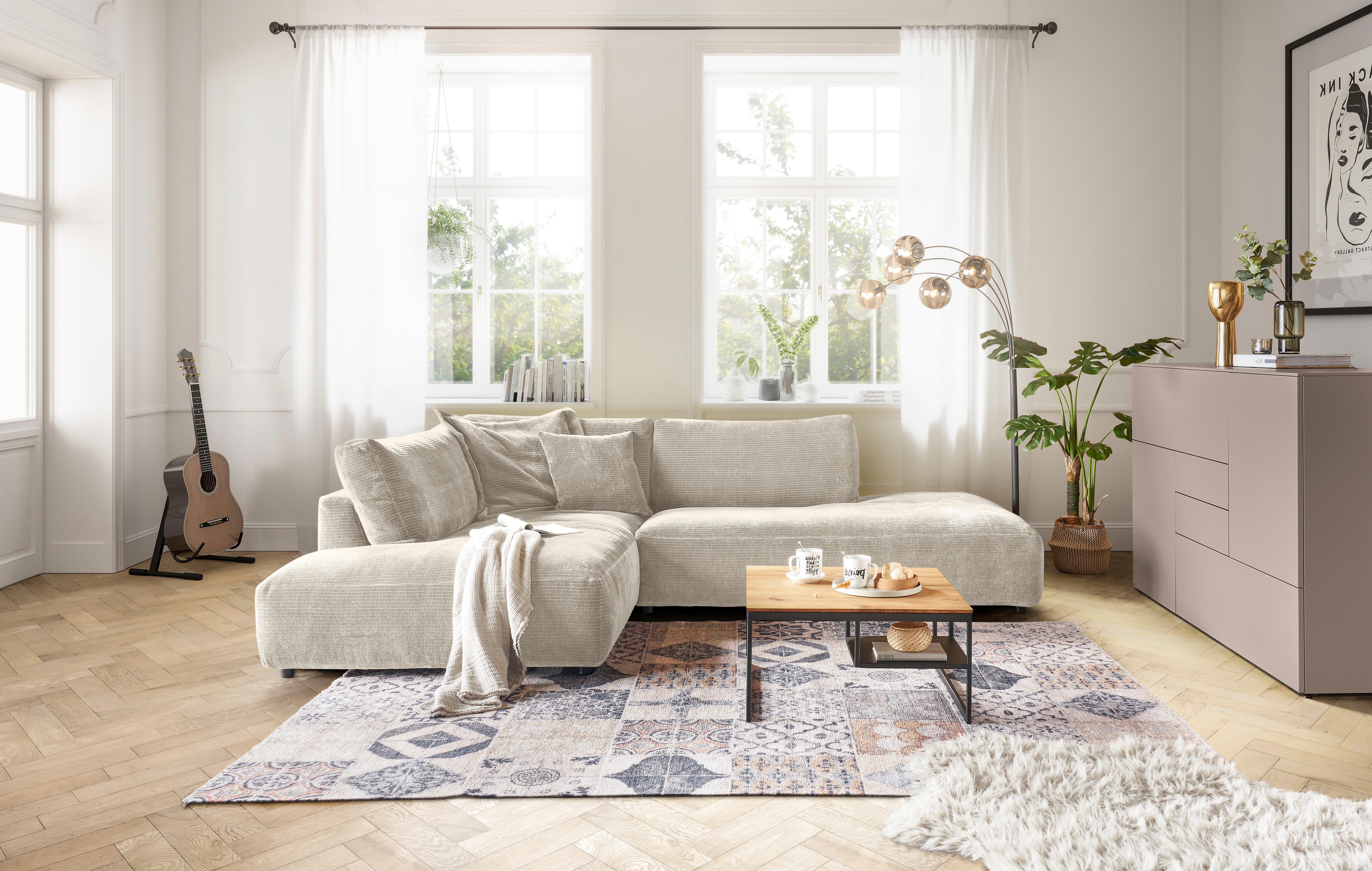 Musterring Ecksofa Lucia bequem, elegant & zeitlos, elegante Sofa ohne Armlehnen, mit großem Longchair, verschiedene Farben, B304 x T224 cm