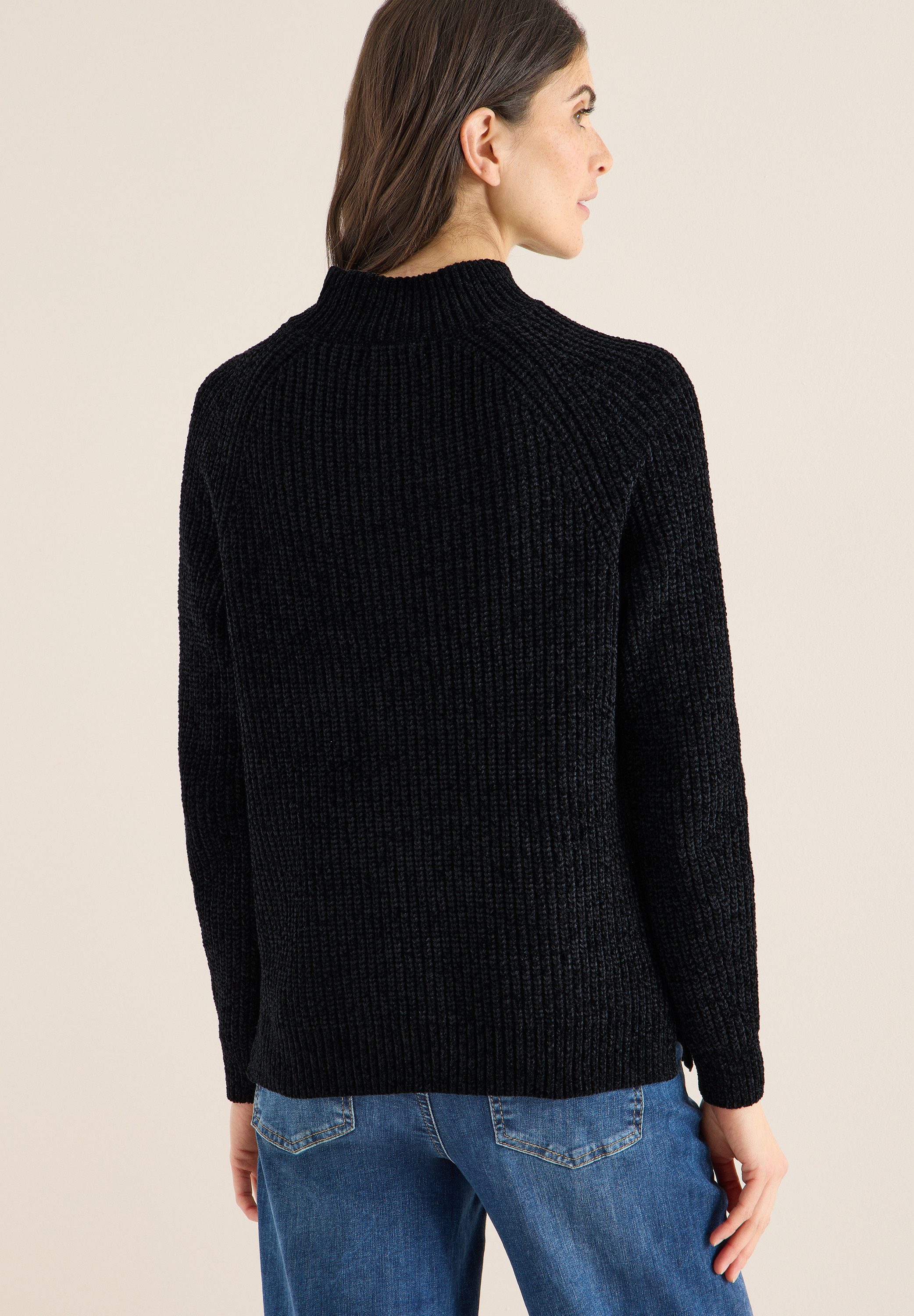 CECIL Stehkragenpullover mit feiner Struktur