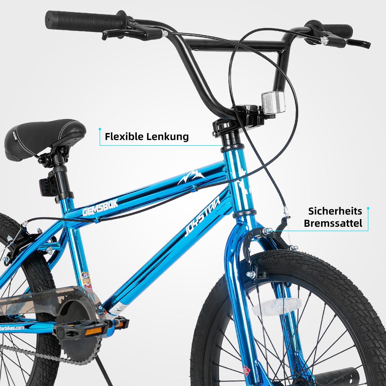 HILAND BMX-Rad BMX 20/24 Zoll Kinderfahrrad, Stahlrahmen, Stunt-Pegs, Doppelbremsen – Bild 5 von 5
