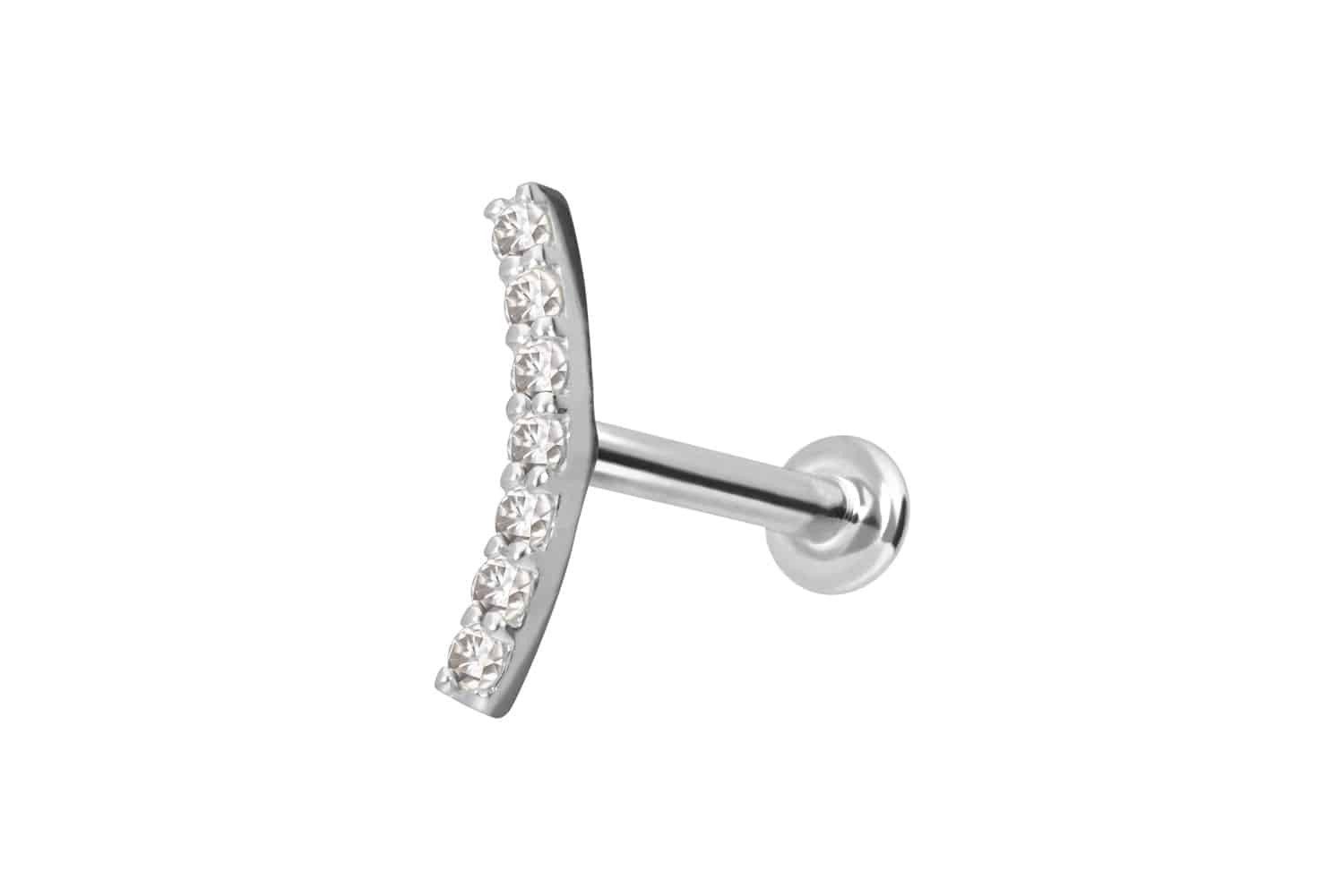 Piercing-Set 14 Karat Gold Labret mit Push Fit MOISSANIT-BOGEN