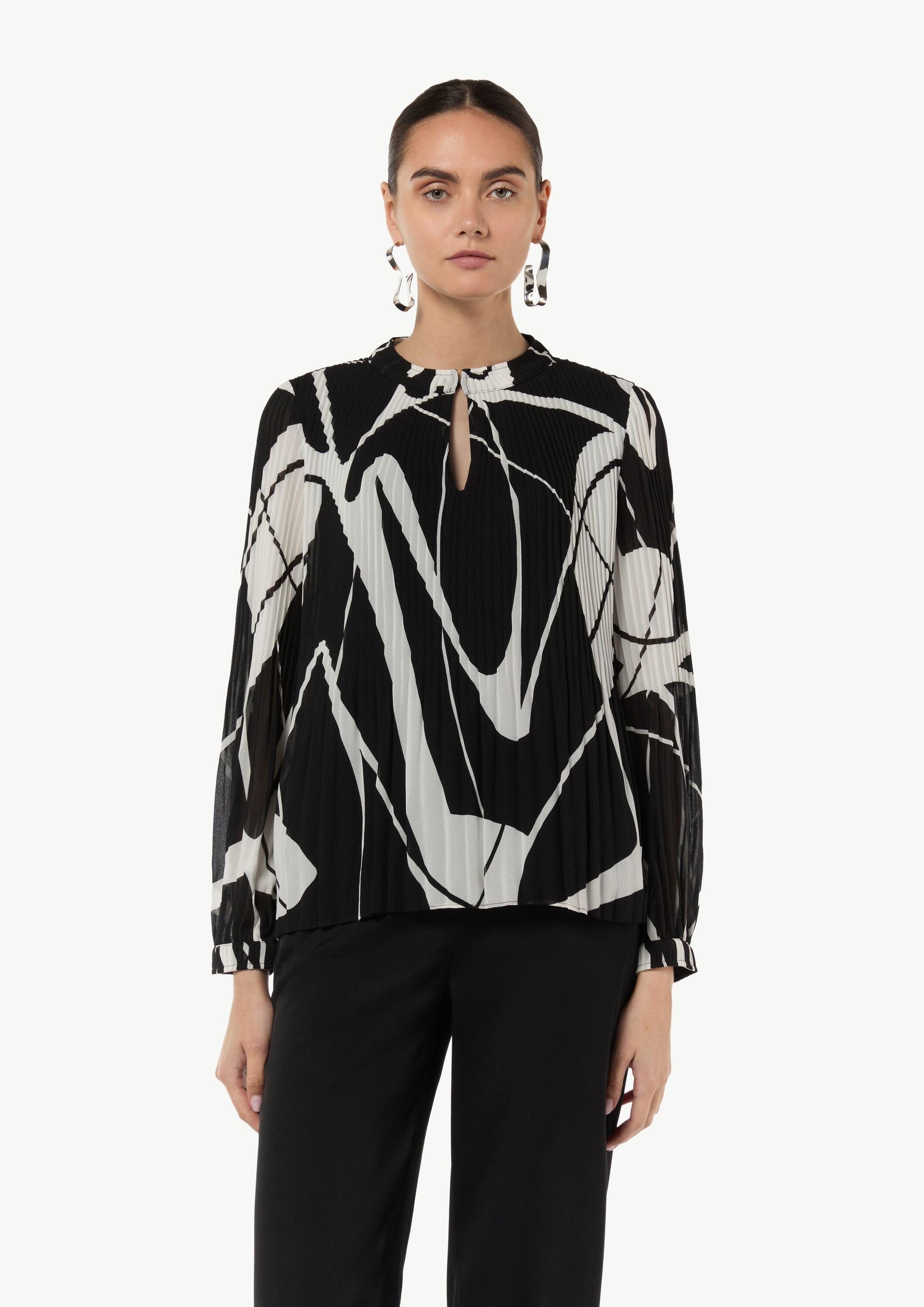 Langarmbluse Bluse Bluse mit Plisseefalten