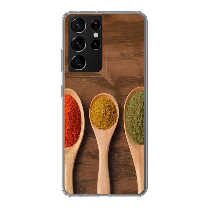 MuchoWow Handyhülle Schöpfkelle - Kräuter - Lebensmittel - Gewürze - Tisch Phone Case Handyhülle Samsung Galaxy S21 Ultra Silikon Schutzhülle