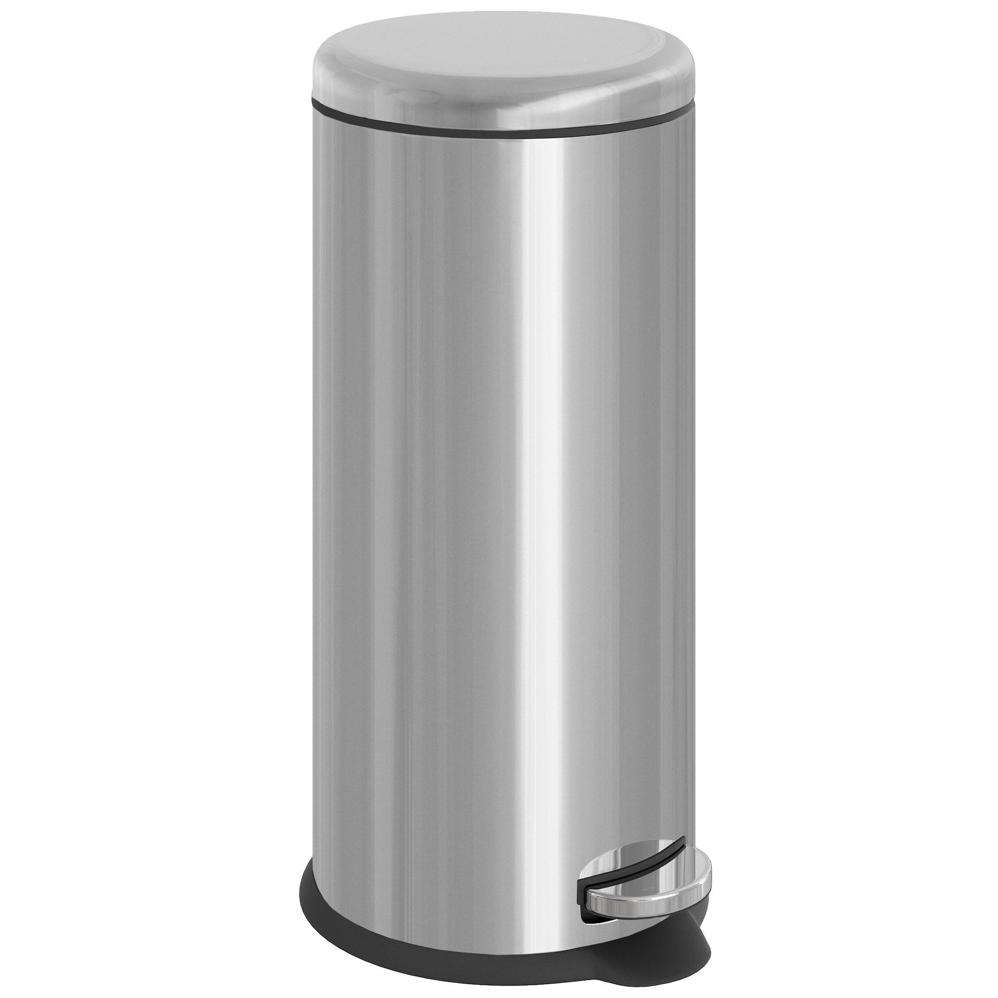 HOMCOM Mülleimer Treteimer mit Inneneimer Abfalleimer Pedal-Mülleimer Klappdeckel, Silber Ø29,2 x 62,9 cm