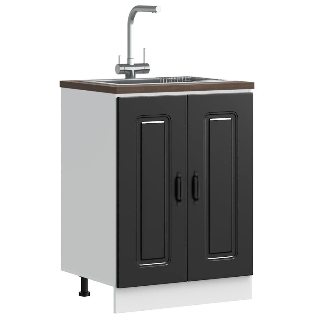 vidaXL Hängeschrank vidaXL Spülenunterschrank Kalmar Schwarz 60x46x81,5 cm Holzwerkstoff