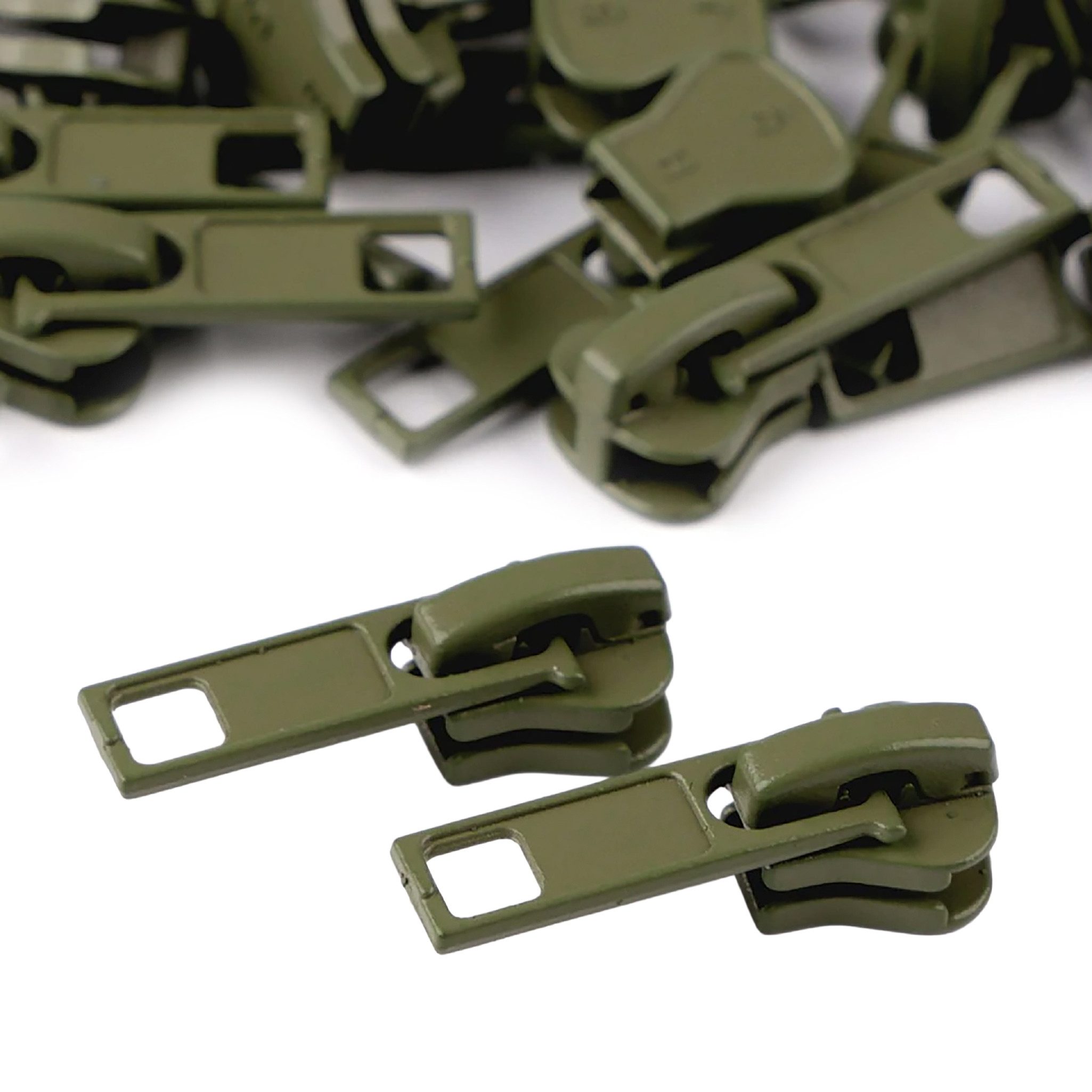 maDDma Reißverschluss 10 Zipper für Profil-Reißverschlüsse, 5mm, freie Farbwahl, armeegrün