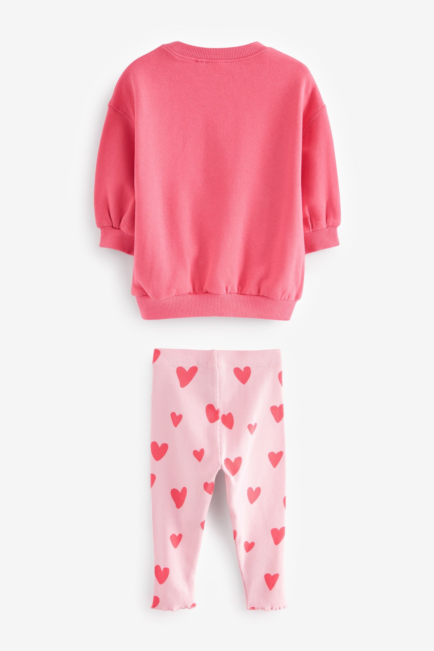 Next Shirt & Leggings Leggings Bedrucktes und Pink im Set Sweatshirt Bright (2-tlg)