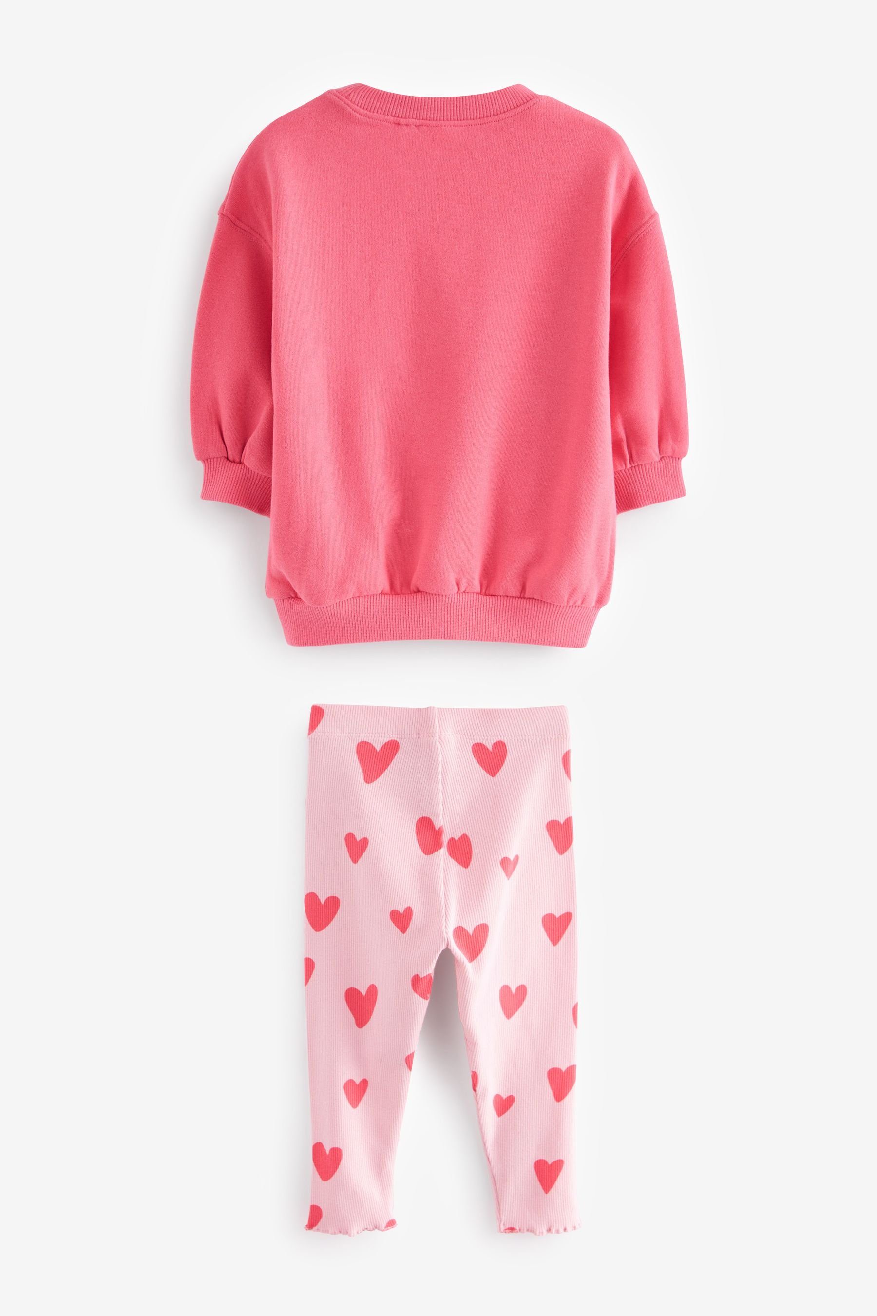 Bright Leggings im & (2-tlg) Leggings Pink und Bedrucktes Set Shirt Sweatshirt Next