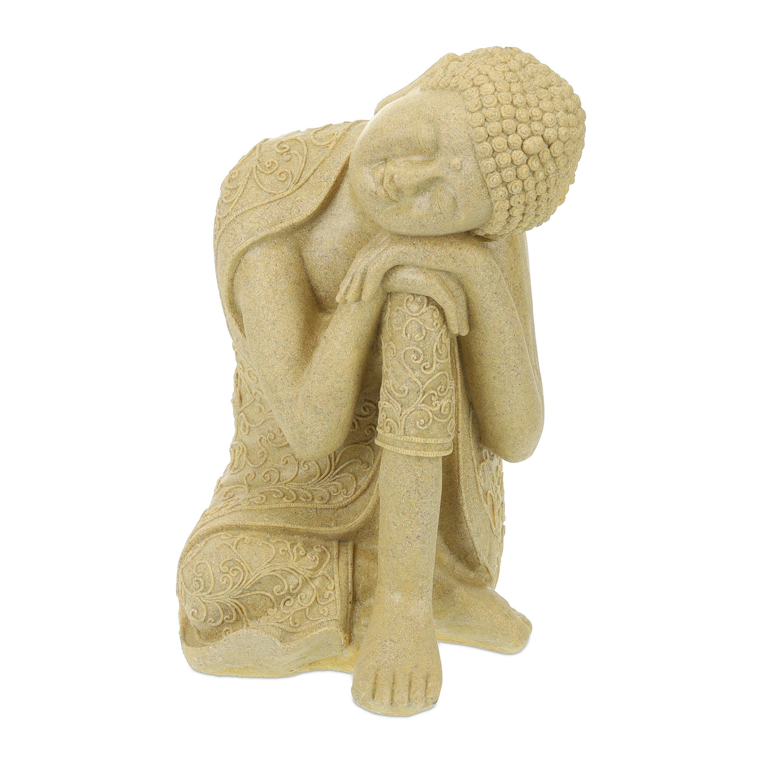 relaxdays Buddhafigur Buddha Figur geneigter Kopf 60 cm, Sand Beige