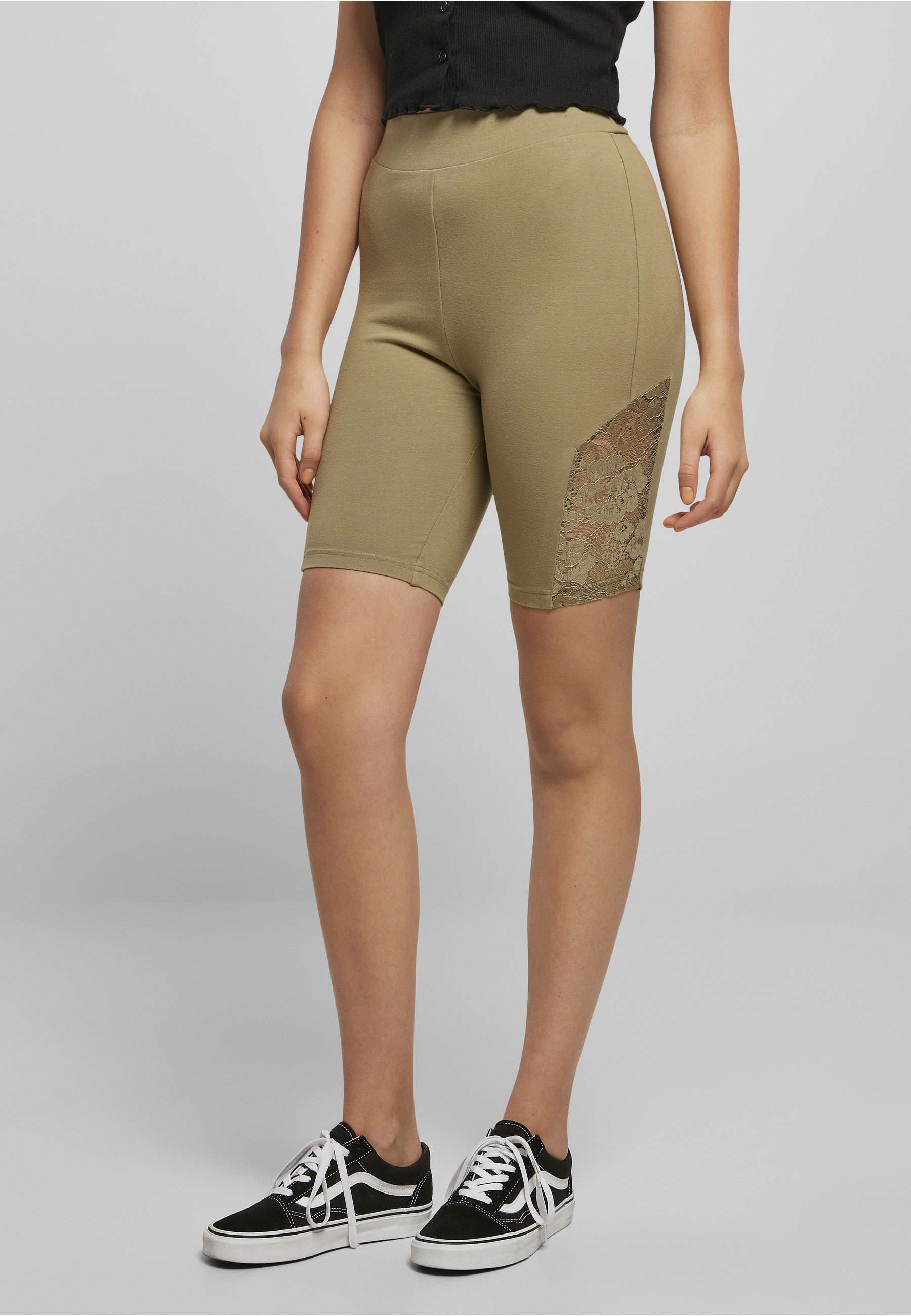 URBAN CLASSICS Fahrradhose Urban Classics Damen Ladies High Waist Lace Inset Cycle Shorts (1-tlg)