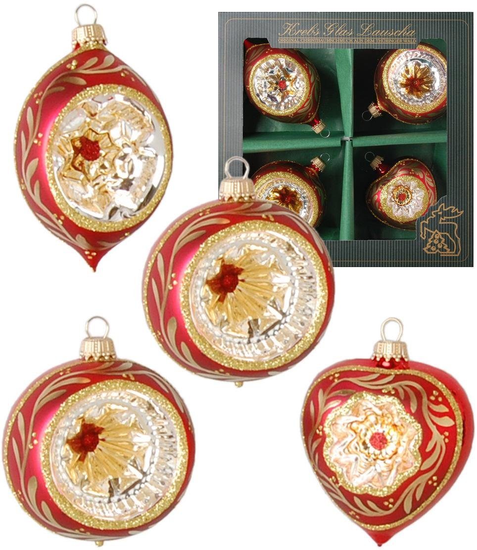 Krebs Glas Lauscha Christbaumschmuck »Reflexkugel« (4tlg