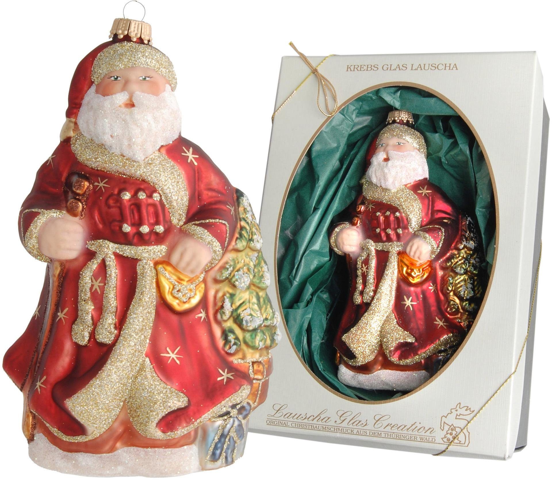 Krebs Glas Lauscha Christbaumschmuck »Weihnachtsmann mit Baum« (1-tlg),  mundgeblasen online kaufen | OTTO