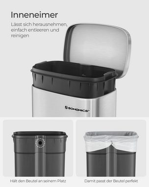 SONGMICS Mülleimer Müllbehälter, Abfalleimer, 30 L,Softclose