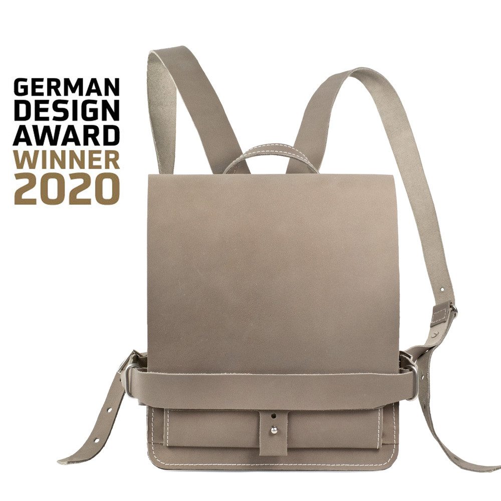 Jahn-Tasche Cityrucksack Kleiner Lederrucksack / Cityrucksack Gr. S Grau-Taupe, Jahn-Tasche 667