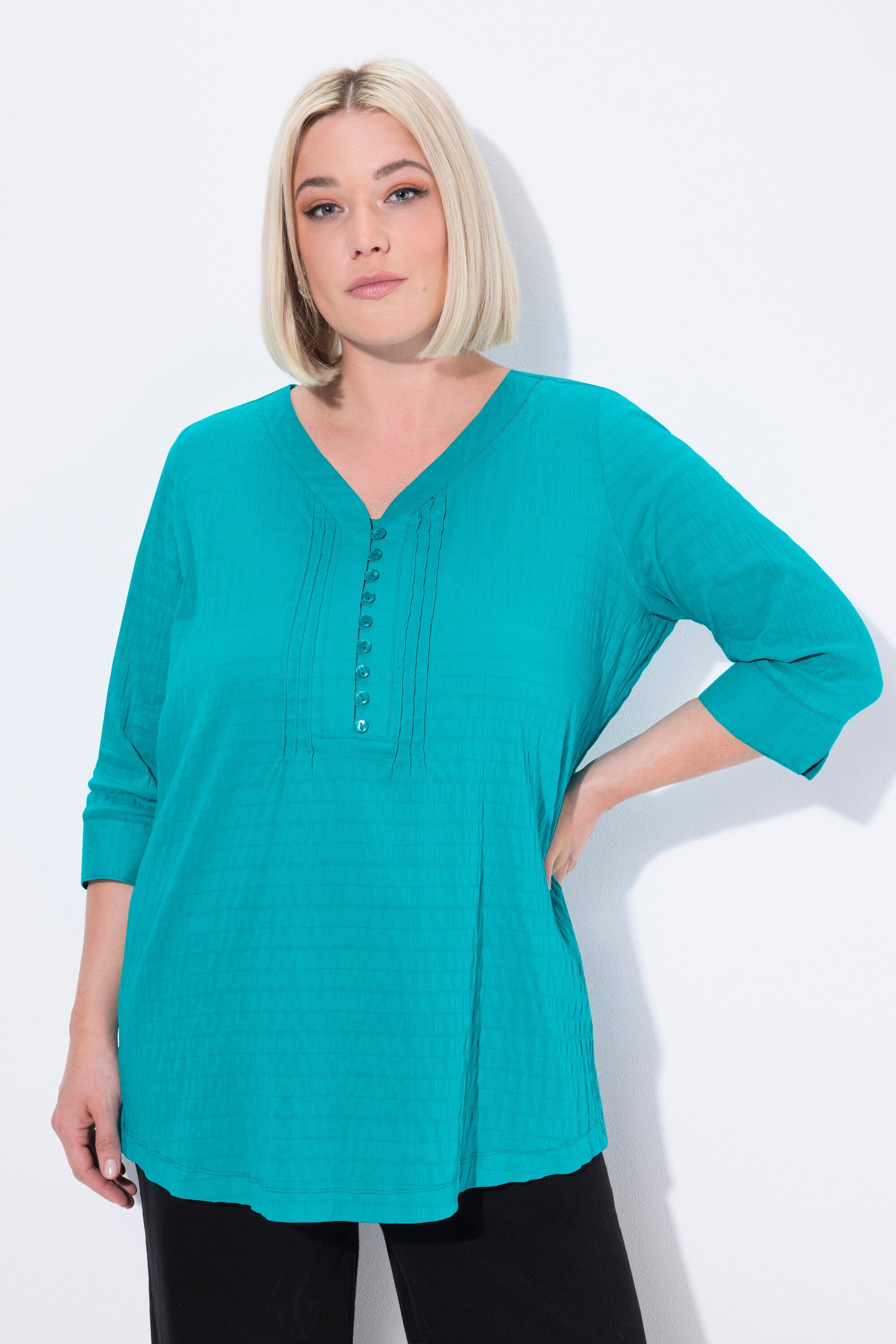 Ulla Popken Tunika Bubble-Tunika Biesen Herzausschnitt günstig online kaufen