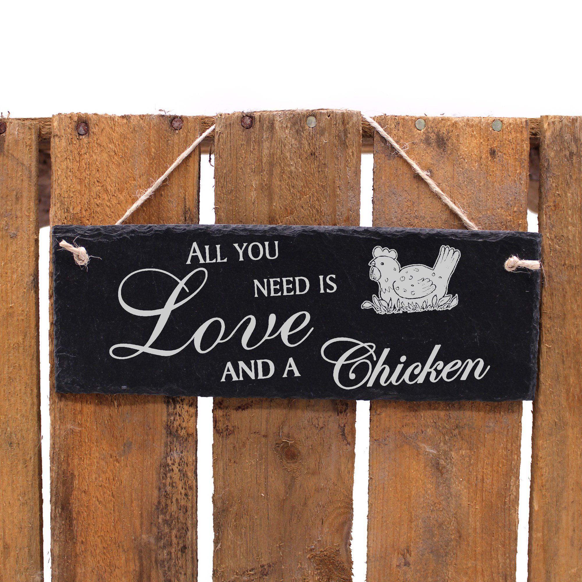 22x8cm you Love need Huhn is Dekolando a Hängedekoration All liegendes Chicken and