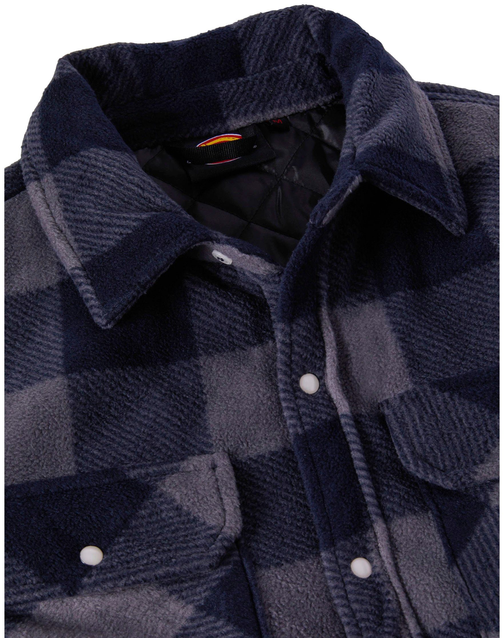 Dickies Thermohemd Portland blau-schwarz 2 aus Polarfleece, gefüttert Brusttaschen warm mit