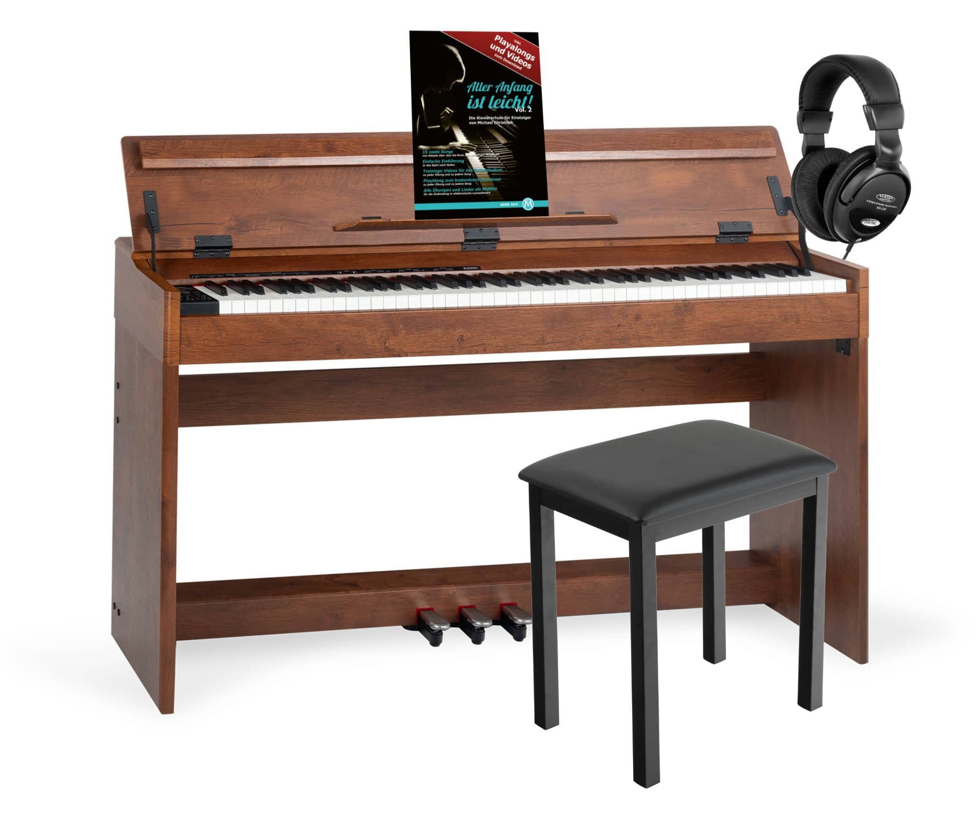 McGrey Digitalpiano DP-18 E-Piano - 88 gewichtete Tasten mit  Hammermechanik, (Dual- und Split-Funktion, 4 tlg., Inkl. Klavierbank,  Kopfhörer und Schule), mit 128 Klänge und 600 Begleitrhythmen