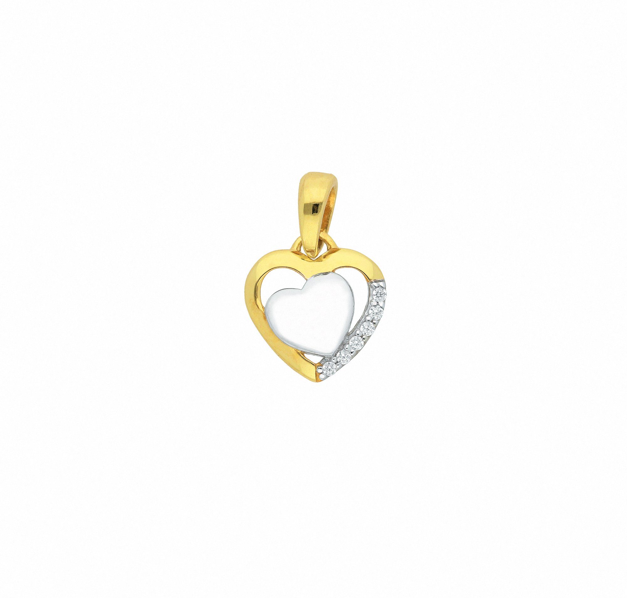 Kettenanhänger Herzanhänger 333 Gold (8K) mit Zirkonia