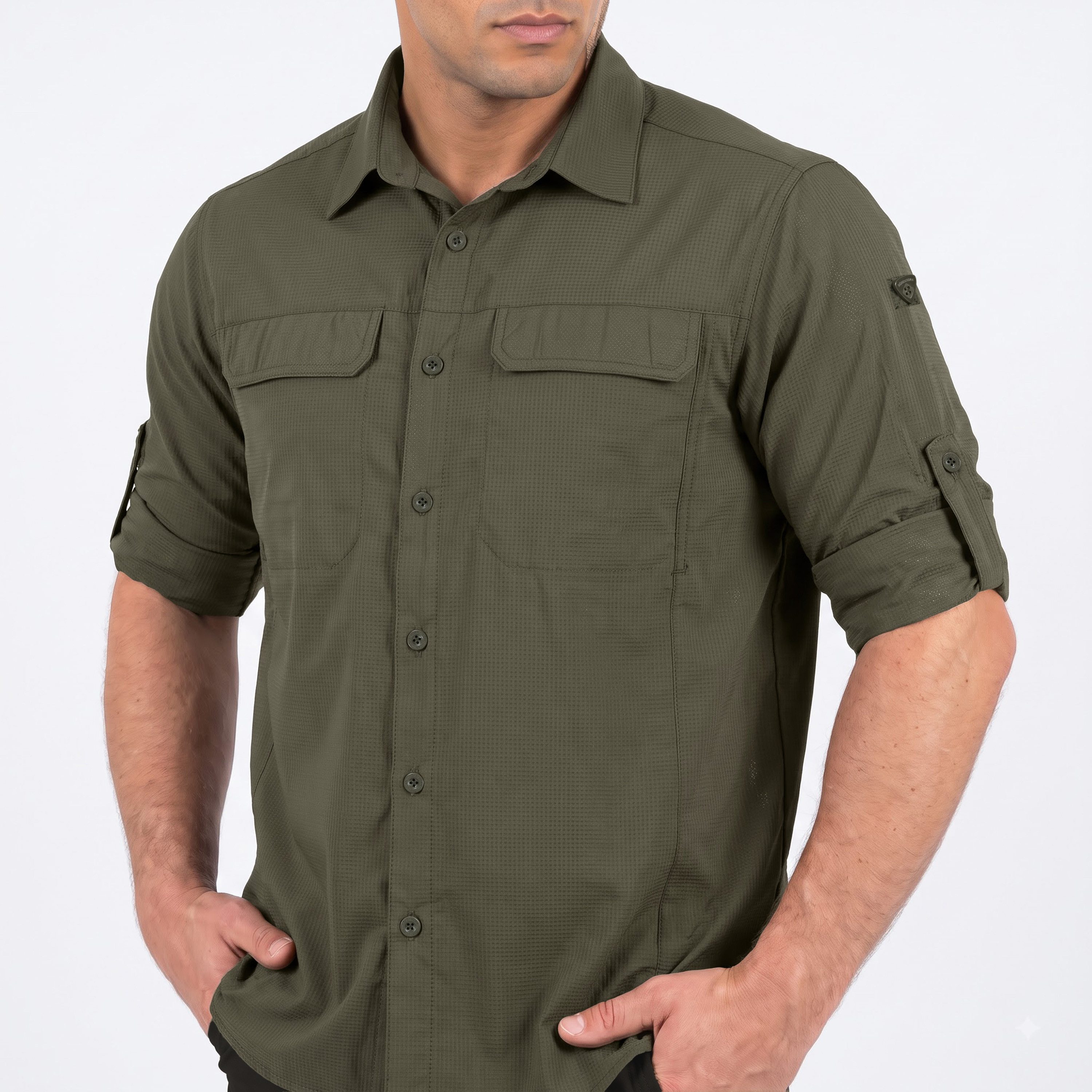 Höhenhorn Funktionshemd Matreier Herren Hemd Langarm Funktionshemd Atmungsaktiv für Männer Button-Down-Hemd, Outdoor, Angelhemd