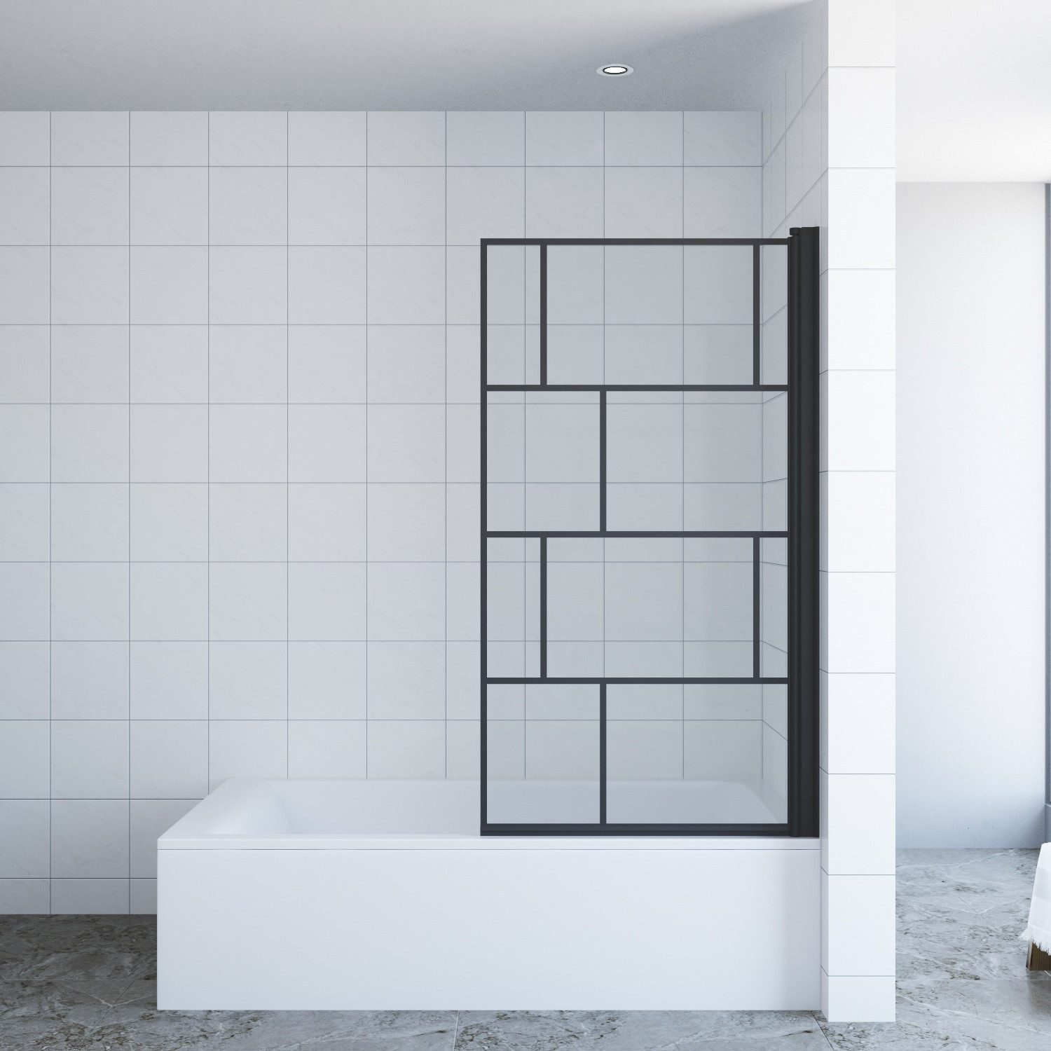 AQUALAVOS Badewannenfaltwand Badewannenaufsatz 80/120/150 cm Nano Glas Duschtrennwand 1/2/3 Teilig, 5 mm Einscheiben-Sicherheitsglas (ESG) mit Nanobeschichtung, mit/ ohne Bohren, Hebe- / Senkfunktion, links und rechts montierbar