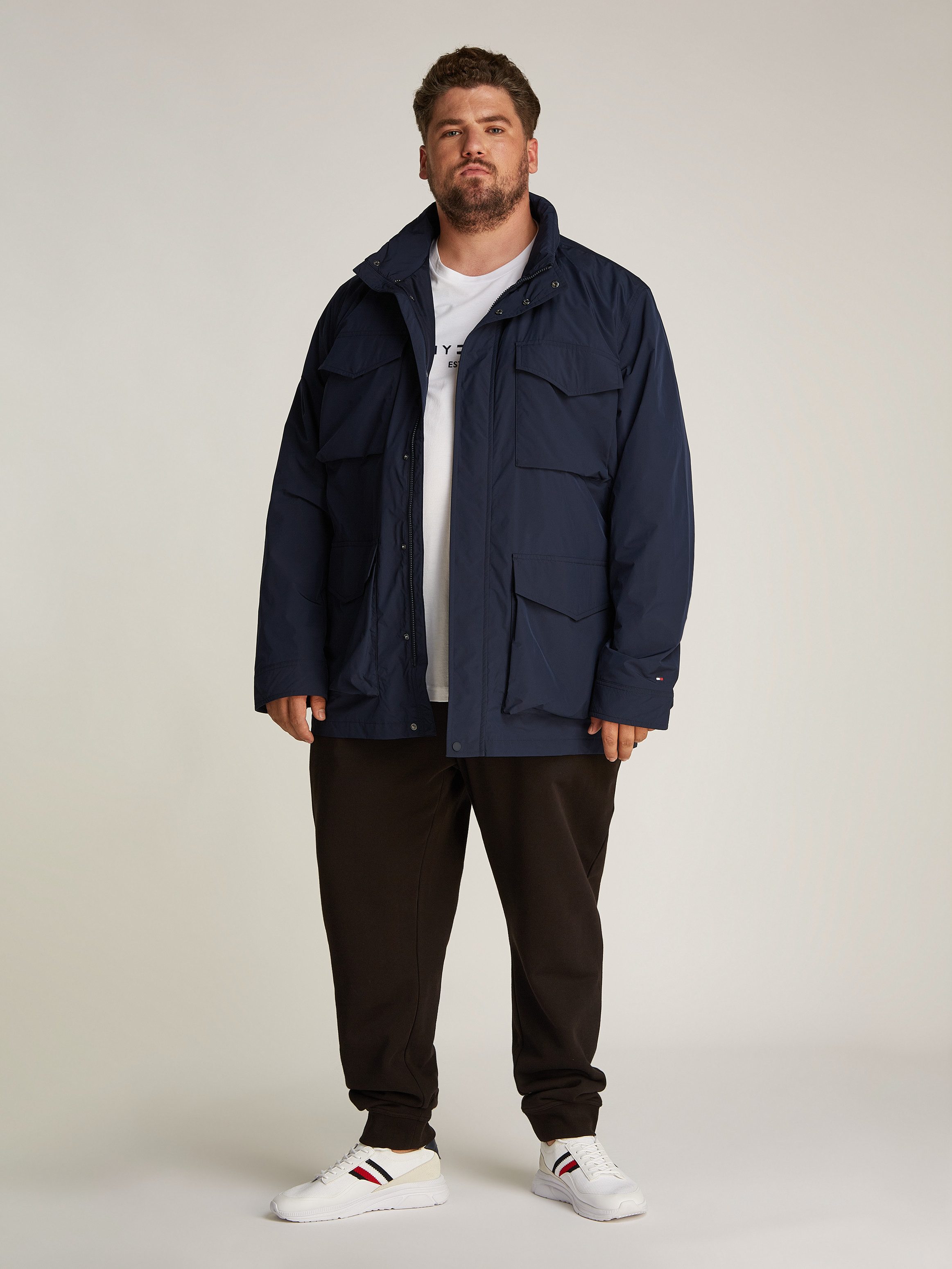 Tommy Hilfiger Big & Tall Allwetterjacke BT-LW PACKABLE FIELD JACKET-B in Großen Größen, Logostickerei