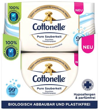 Cottonelle® Toilettenpapier Feuchtes Toilettenpapier Pure Sauberkeit, ultra-senstive,12x38 Tücher (Vorratspackung 12 x 38 Tücher), WC-Tücher