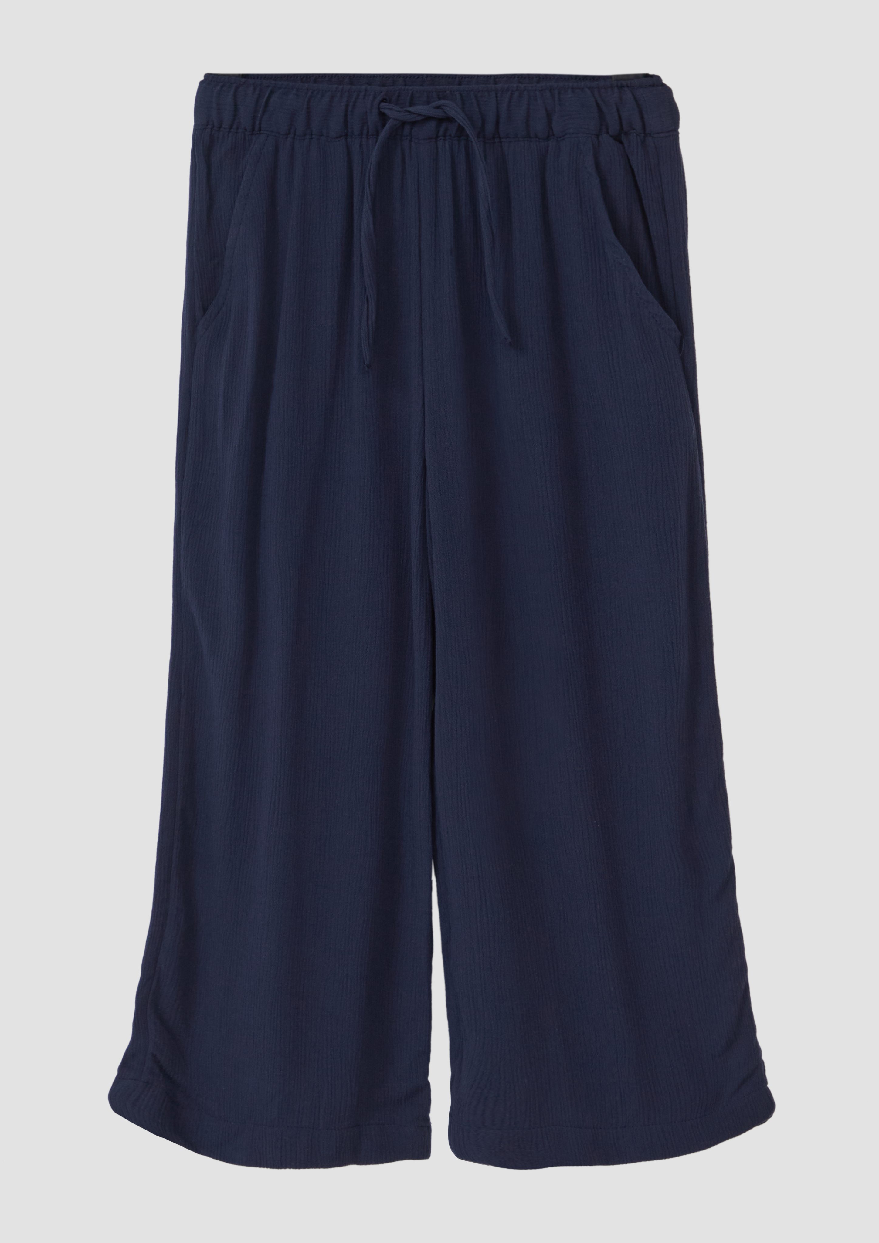 s.Oliver Stoffhose Wide-Leg-Hose aus crinkled Viskose mit Elastikbund