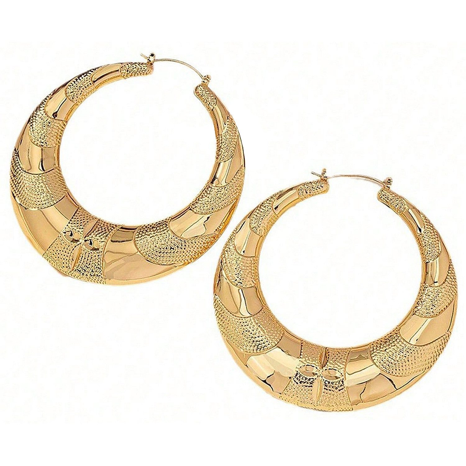 KARMA Paar Creolen Ohringe Damen XXL Gold 5 cm extra leichte Damenohrringe (Geschenk für Sie Damen Frauen, 2-tlg), große Damencreolen Damenschmuck Kreolen