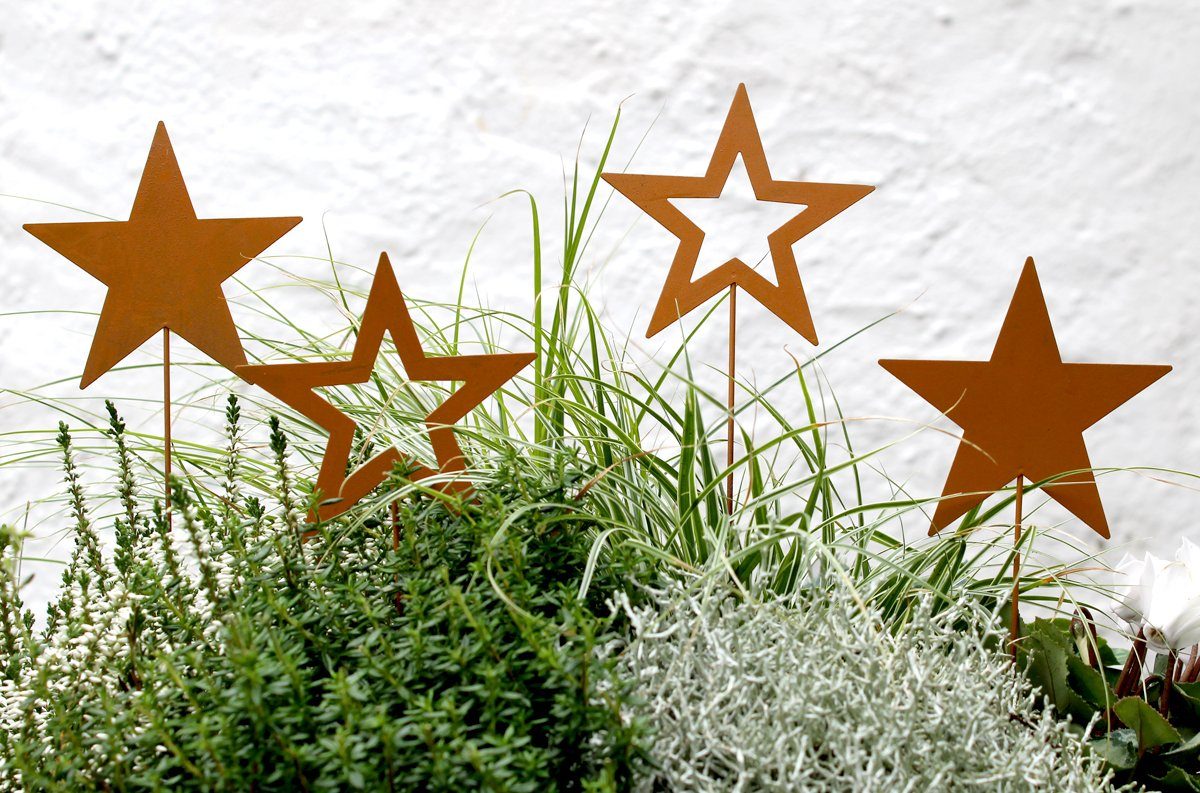 LB H&F Lilienburg Gartenstecker 4er SET Sterne Gartenstecker Stern Beetstec günstig online kaufen