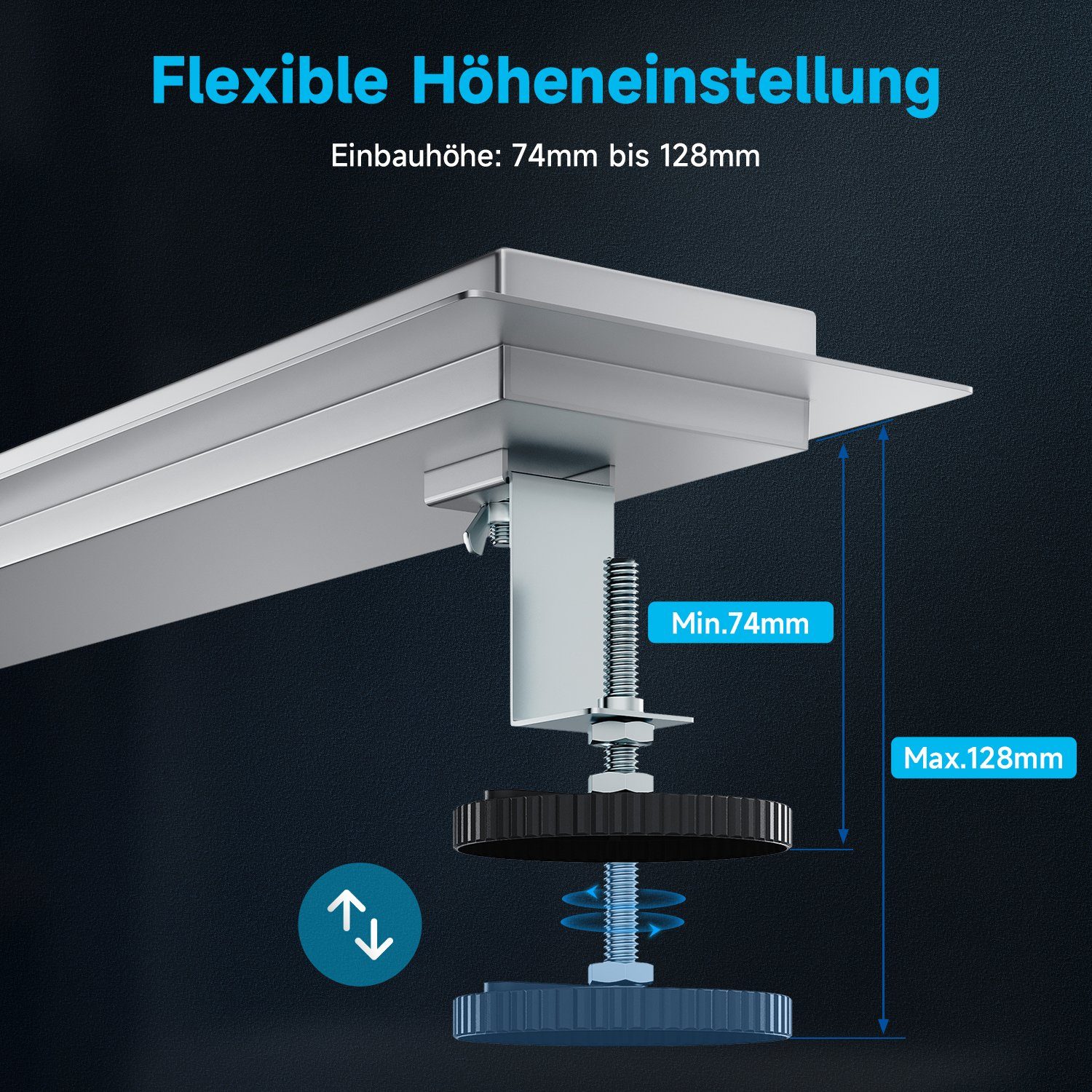 SONNI Duschrinne Edelstahl Duschrinne 50-110 cm 360° verstellbarer Bodenablauf Flach, mit Geruchsstop und Haarsieb Randablauf,mit Bodenbefestigung – Bild 5 von 5