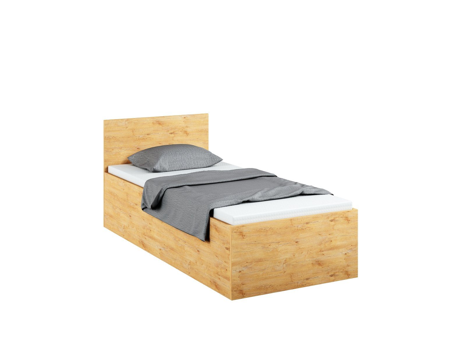 pressiode Bettgestell - Eiche Bett mit/ohne Lattenrost Doppelbett - Matratze Jugendbett mit
