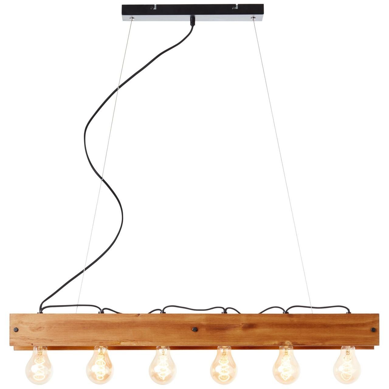 Brilliant Pendelleuchte E27, Lampe, 6flg Calandra schwarz/holzfarbend, 6x A60, Calandra, Pendelleuchte 4