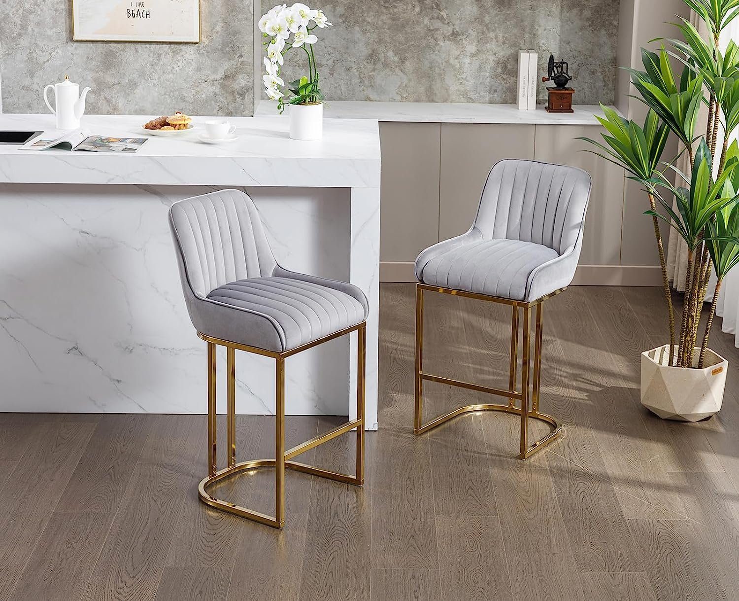 WAHSON OFFICE CHAIRS Barhocker Samt 2/4er günstig online kaufen