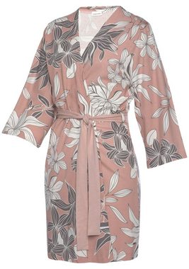 LASCANA Kimono, Kurzform, Single-Jersey, Kimono-Kragen, Gürtel, mit floralem Druck