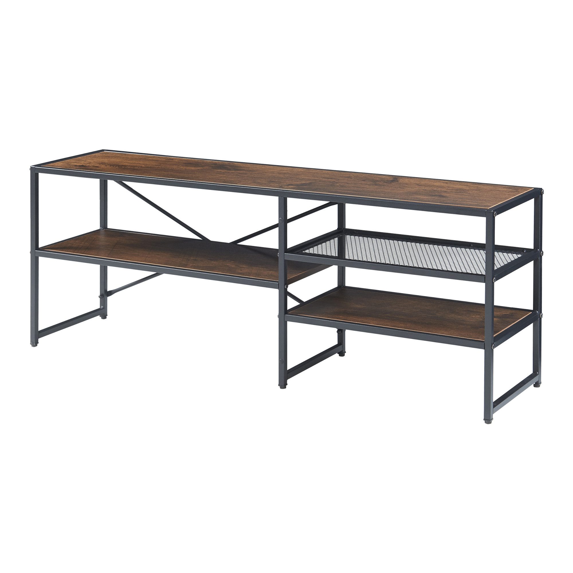 en.casa TV-Regal, »Västiarharg« Metallgestell 120x30x46 cm Schwarz/Walnusso günstig online kaufen