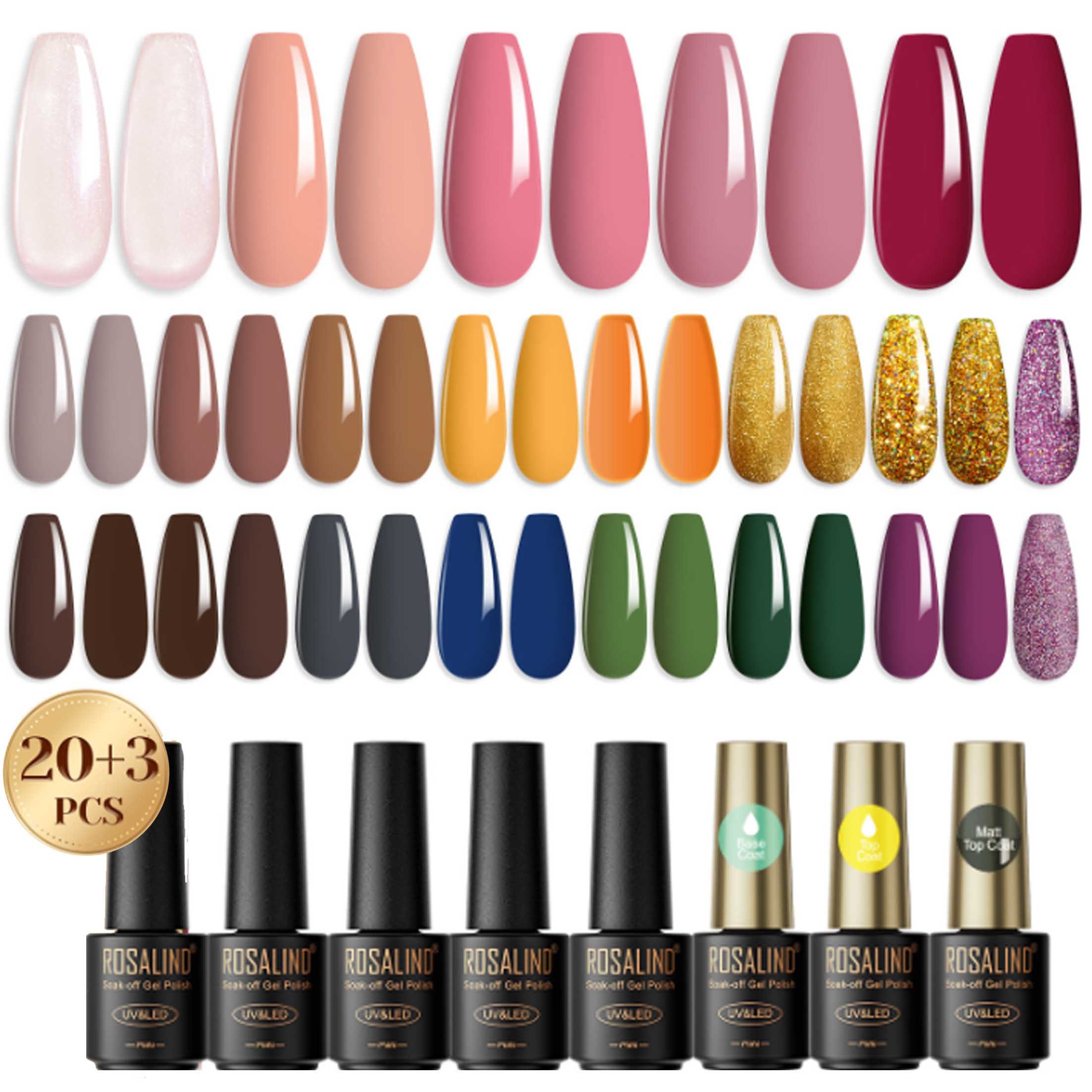 KINSI UV-Nagellack-Set Komplettes Set von Nude Nail Art Nagellack Gel, 23 Flaschen Farbgel, 23-tlg., Vegan, sicher und gesund, langlebig und haltbar