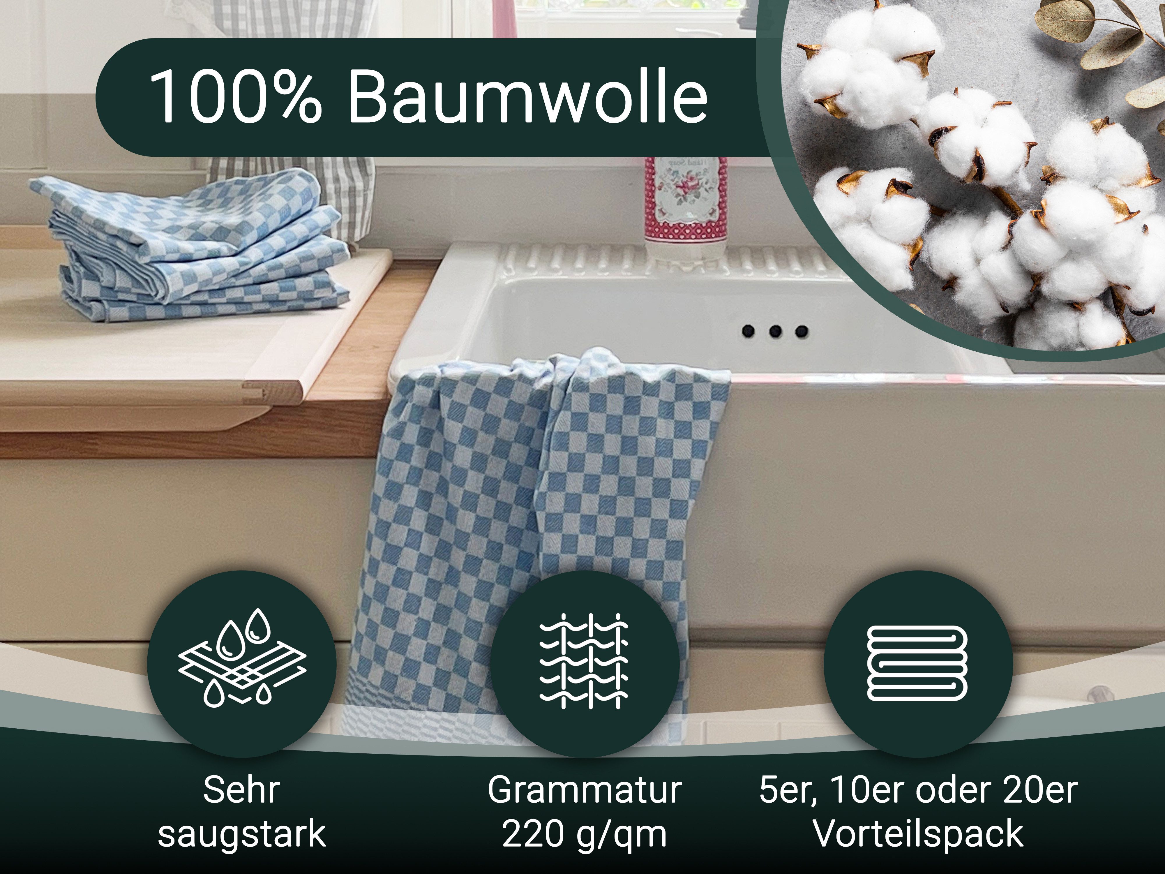 ZOLLNER Geschirrtuch, (Spar-Set, 5-tlg), 46 x günstig online kaufen