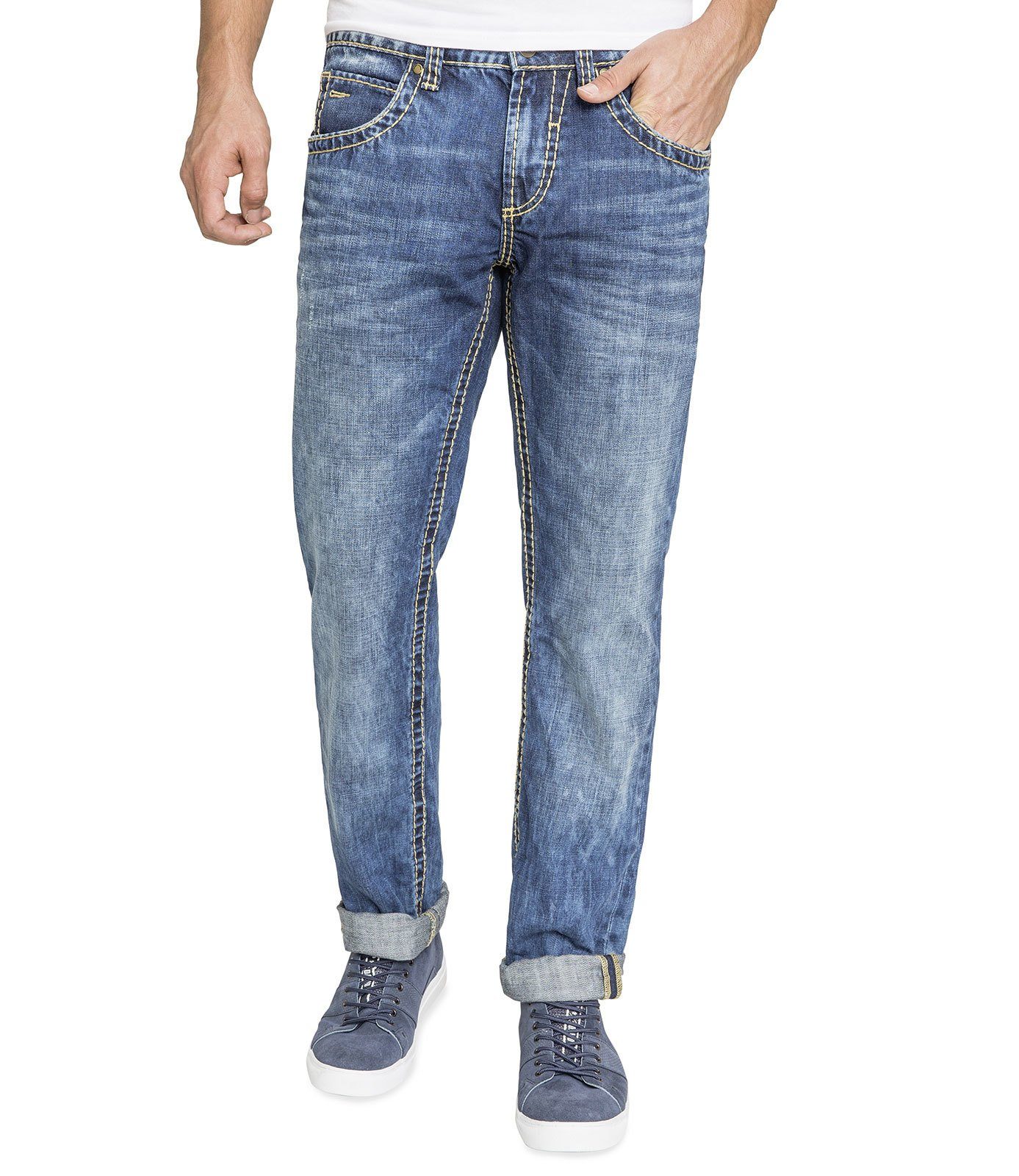 CAMP DAVID RegularfitJeans mit KontrastSteppungen online kaufen OTTO