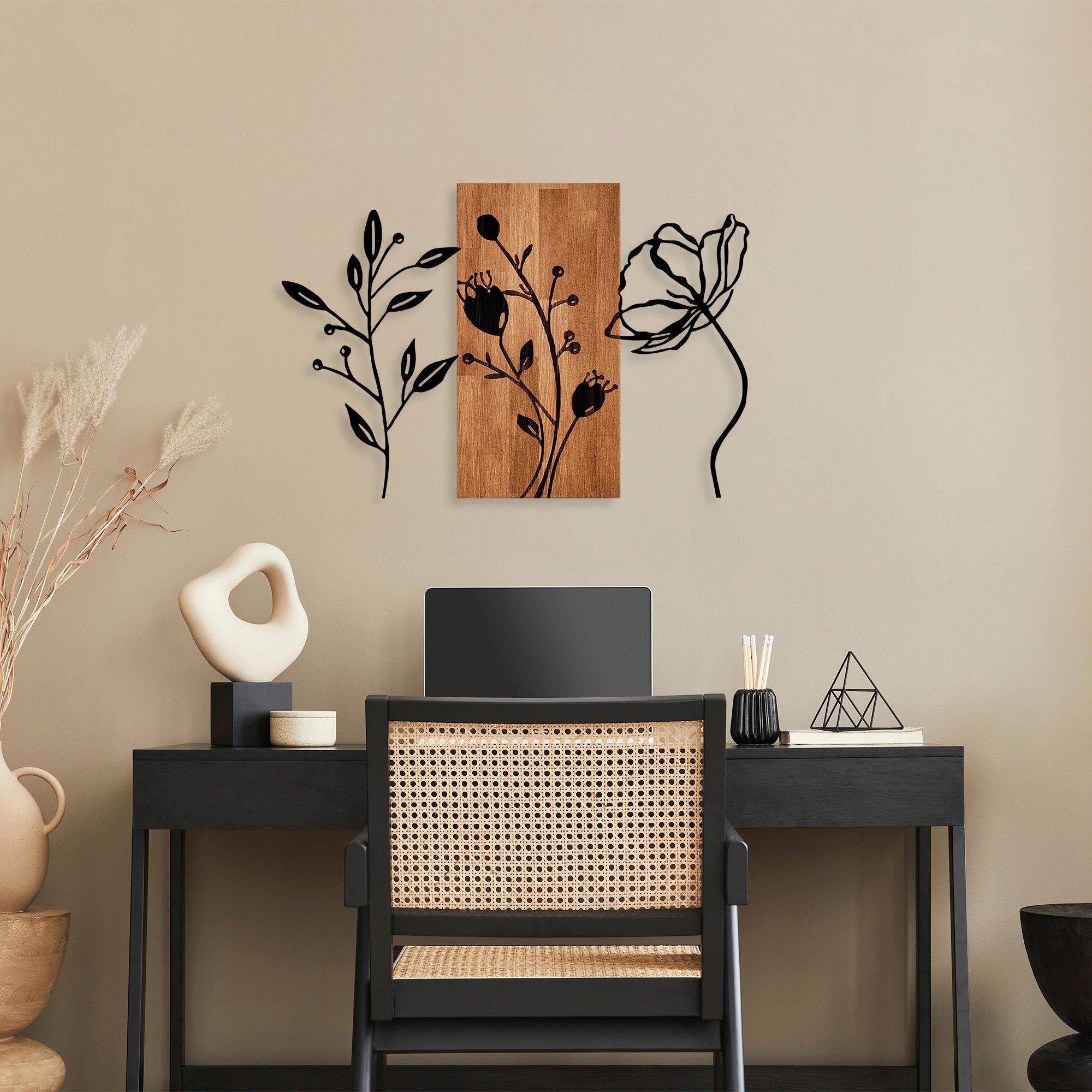 Wallity Wanddekoobjekt 100% WOODEN (Thickness: 3 cm) / METAL (Thickness: 1,5 mm), 58 x 86 cm