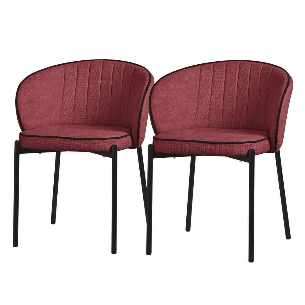 ML-DESIGN Polsterstuhl Esszimmerstühle mit Armlehne & Rückenlehne Ergonomische moderne Design (2 St), Armlehnstuhl mit Metallbeine 2er Set Rot Lounge Sessel bis 120kg