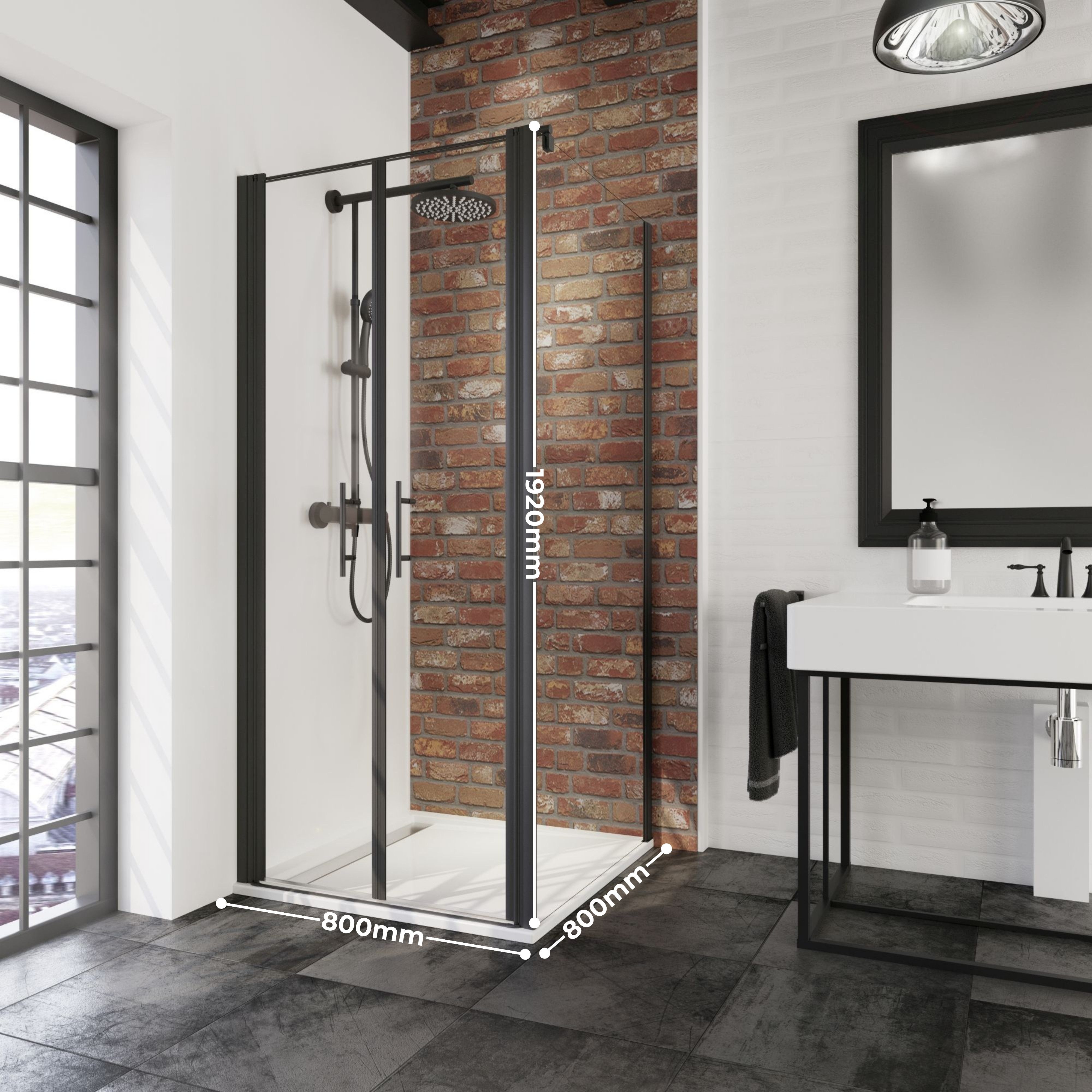 Schulte Eckdusche Alexa Style 2.0, BxT: 80x80 cm, Sicherheitsglas, schwarz Pendeltür Seitenwand 192 cm