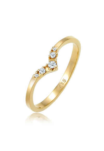 Diamore Verlobungsring »Verlobungsring V-Form Diamant 0.07 ct 585 Gelbgold«