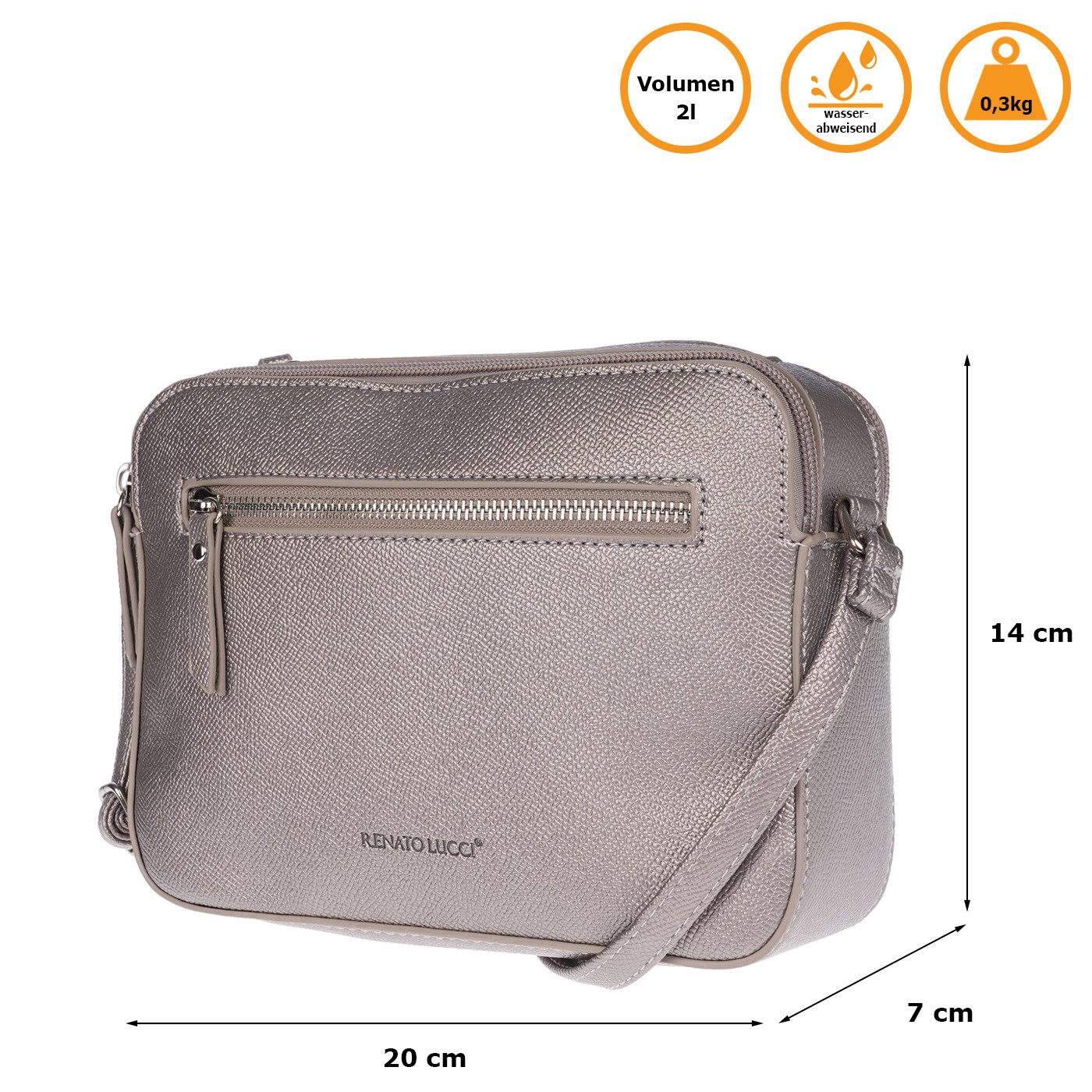 Christian Wippermann Umhängetasche Damen Tasche Schultertasche Umhängetasche Crossover Bag Hellgrau (1 tlg), Leder Optik Handtasche Schwarz