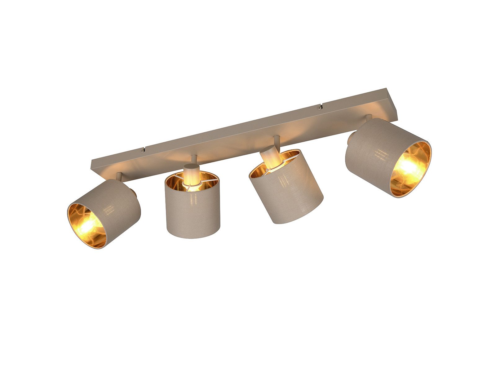 Reality Leuchten LED Deckenstrahler mit Stoffschirm & E14 LEDs, Breite 70cm, dimmbar, LED wechselbar, Warmweiß, Innen Deckenleuchte 4-flammig, Strahler schwenkbar