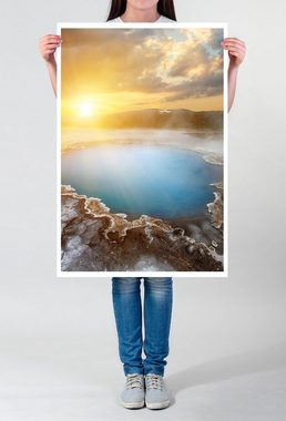 Sinus Art Poster Landschaftsfotografie 60x90cm Poster Blauer geothermische Quelle Island