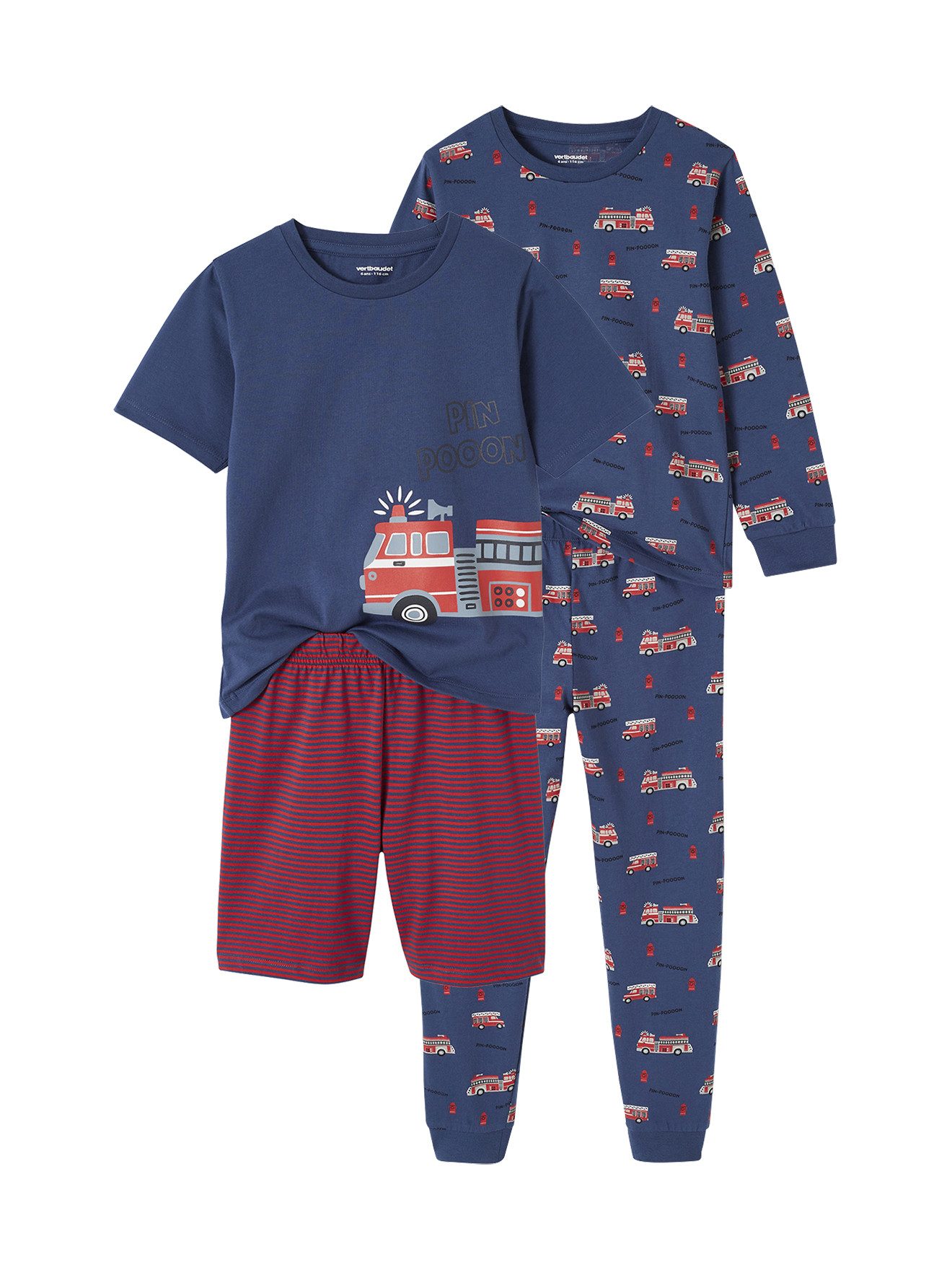 vertbaudet Schlafanzug 2er-Set Jungen Schlafanzüge, lang & kurz 2er-Set
